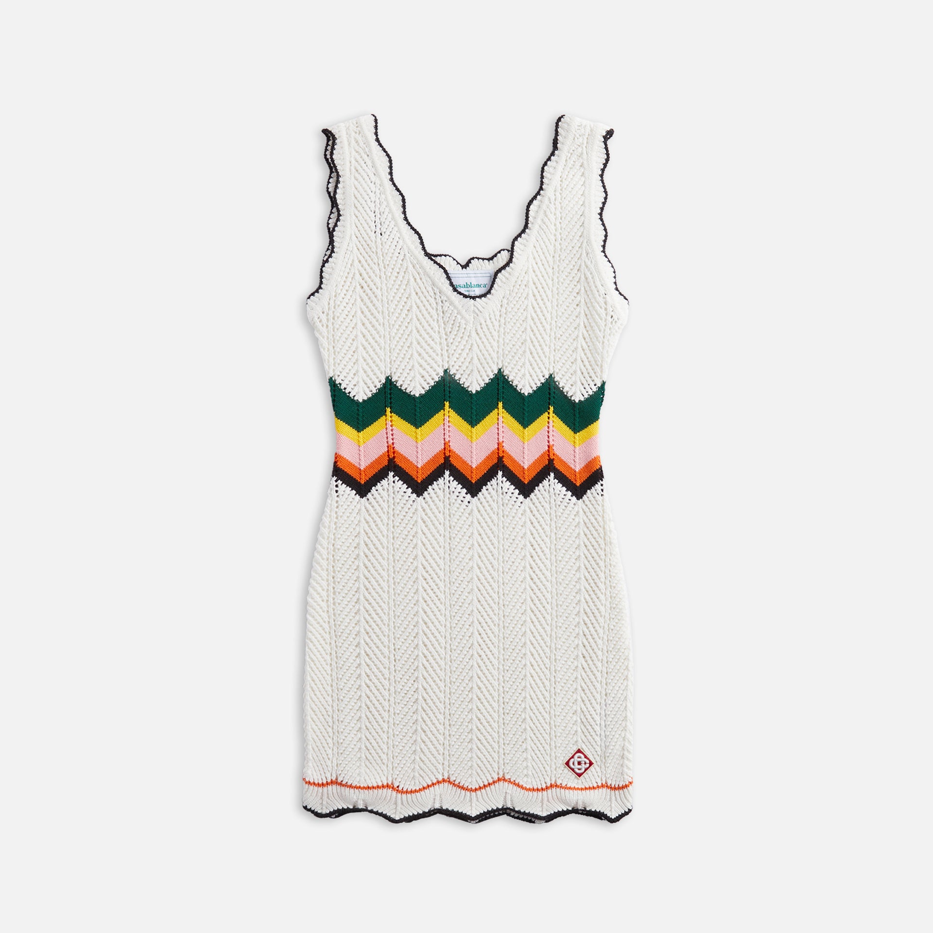 Casablanca Chevron Lace Dress - White