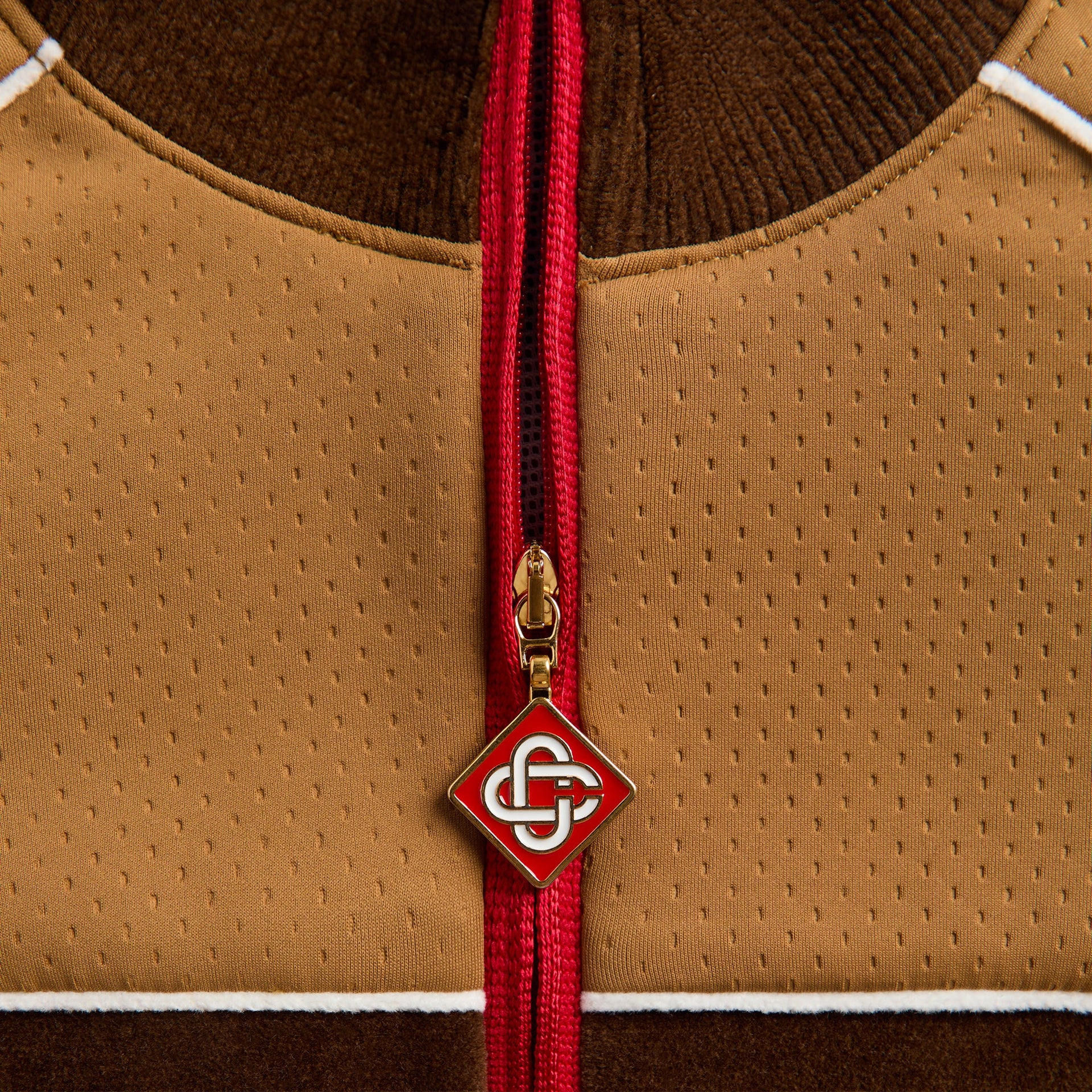 Casablanca Chenille Panelled Track Jacket in Beige