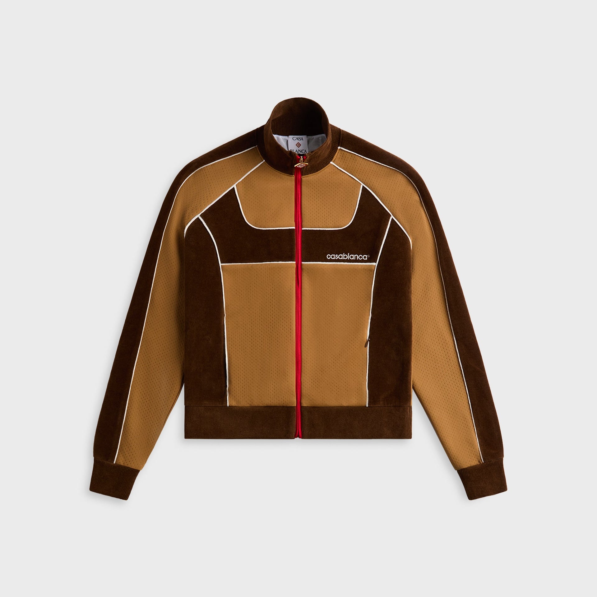 Casablanca Chenille Panelled Track Jacket in Beige