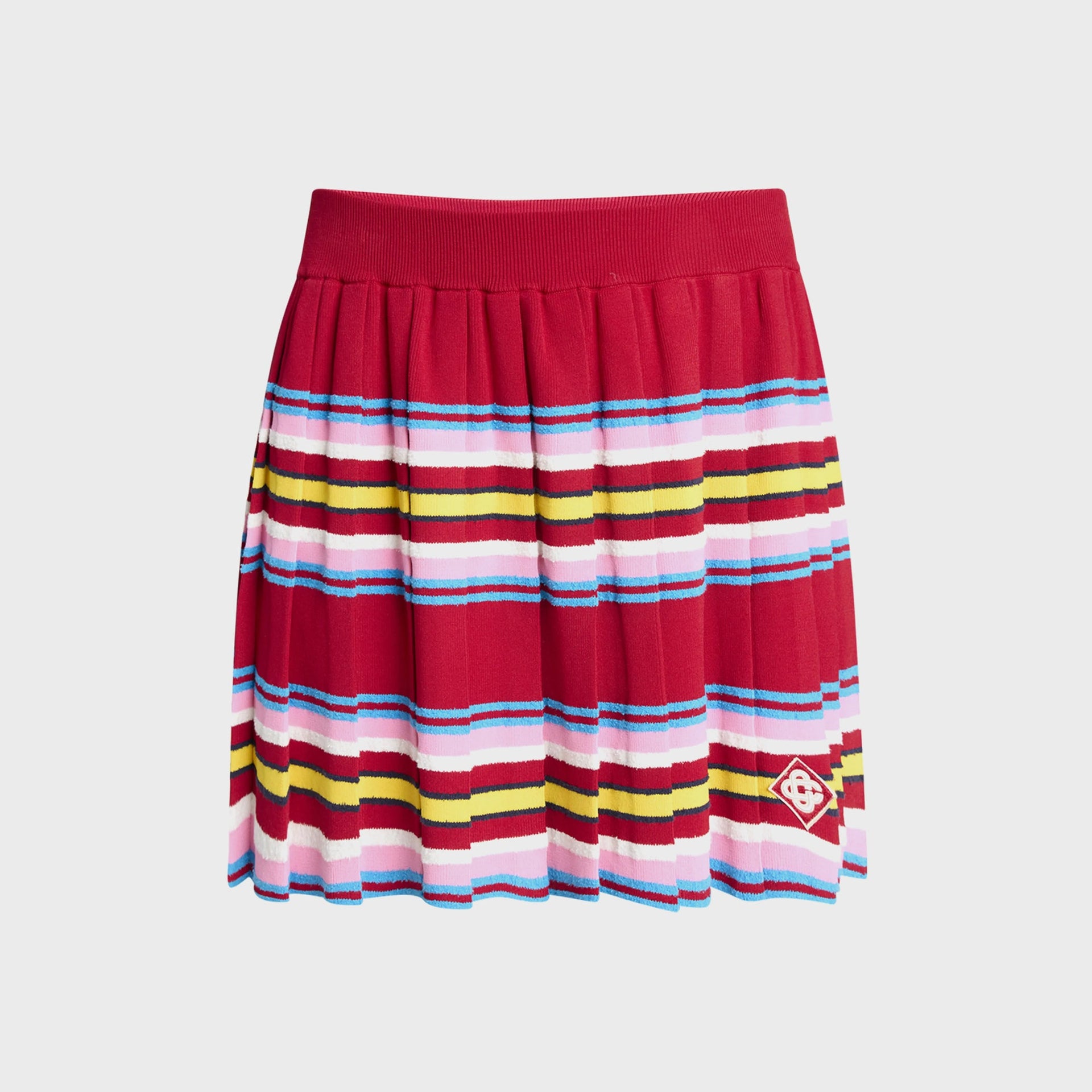 Casablanca Striped Polo Pleated Skort in Multi Dark Red