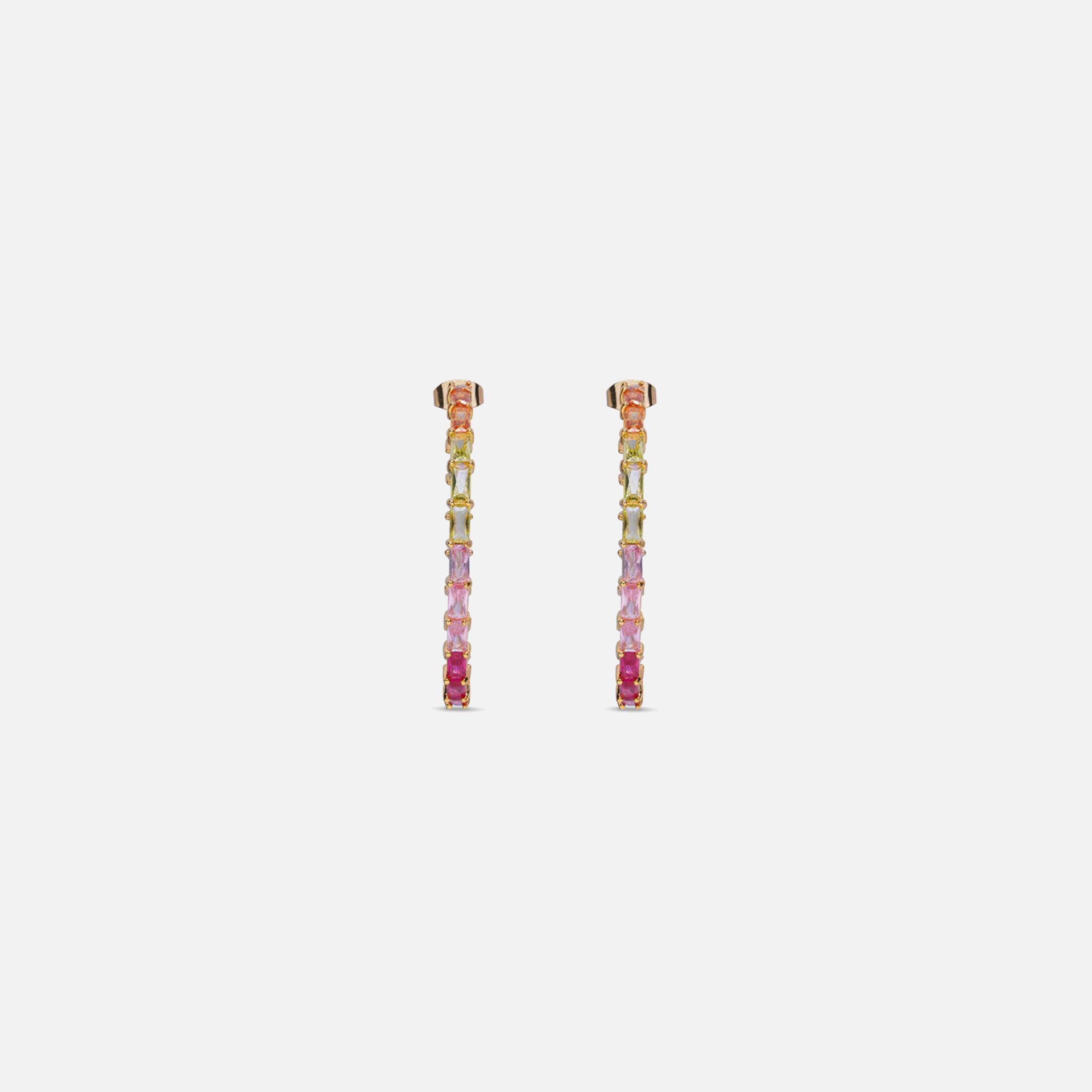 Crystal Haze Baguette Chakra Earrings - Multi