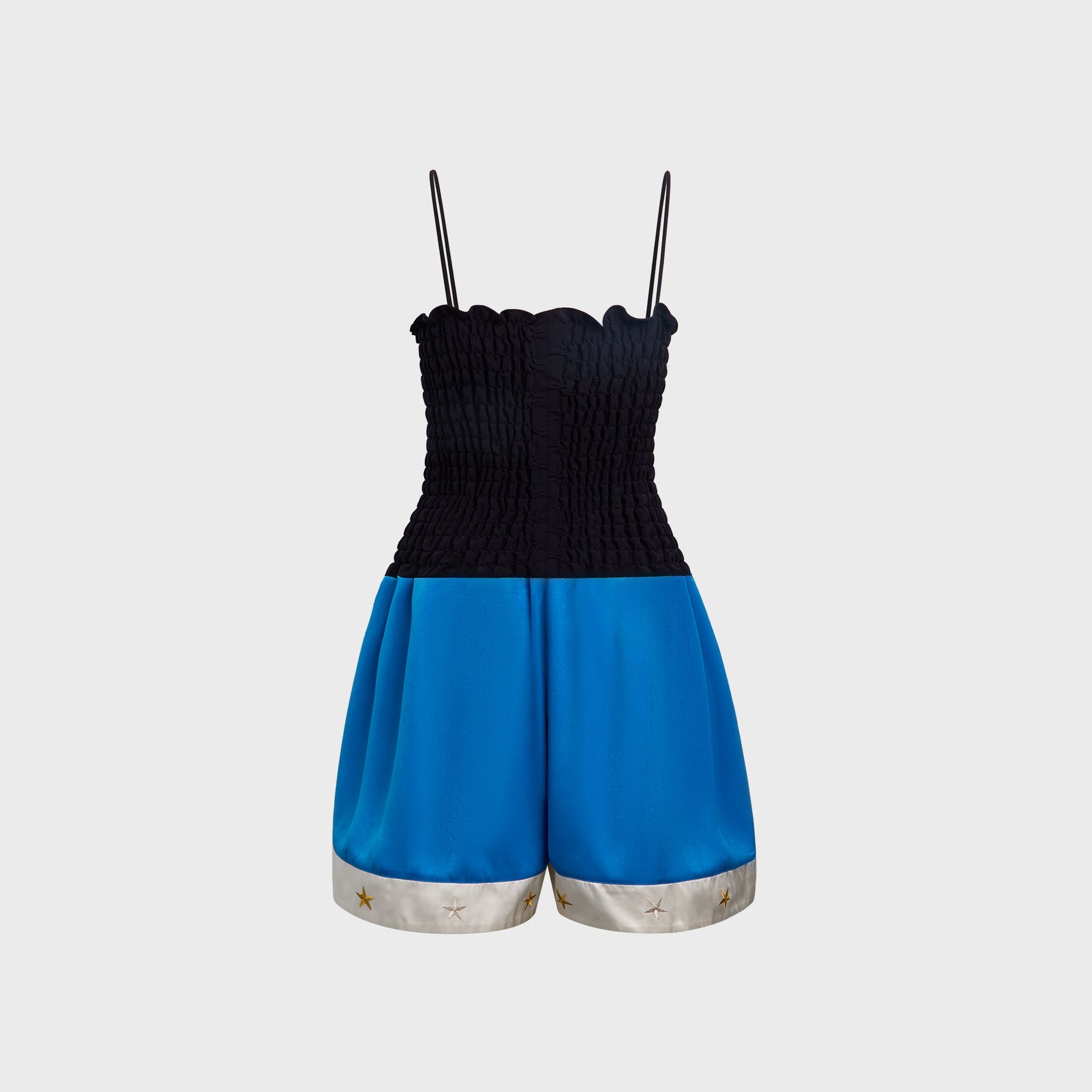 Conner Ives Shirred Boxing Short Romper - Multi