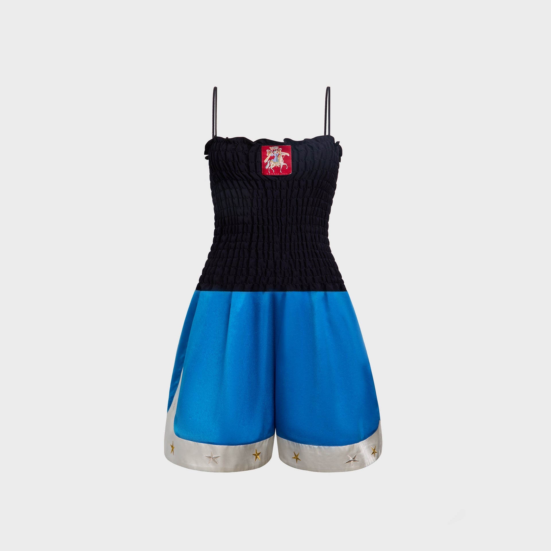 Conner Ives Shirred Boxing Short Romper - Multi