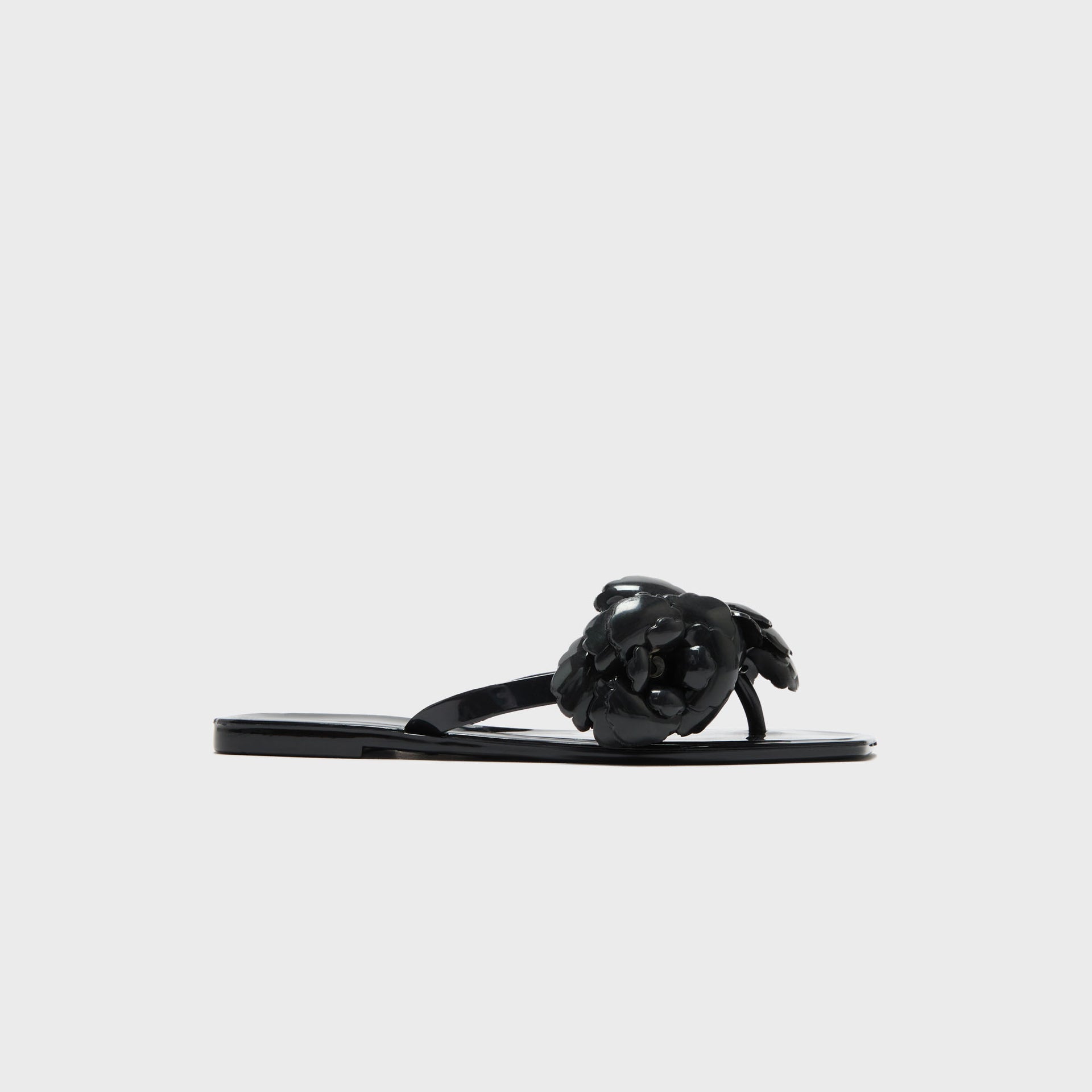 Coperni Silicone Flower Flat Sandals - Black
