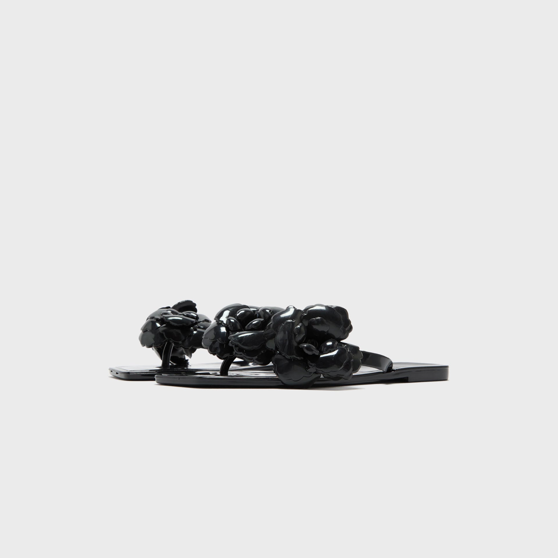 Coperni Silicone Flower Flat Sandals - Black