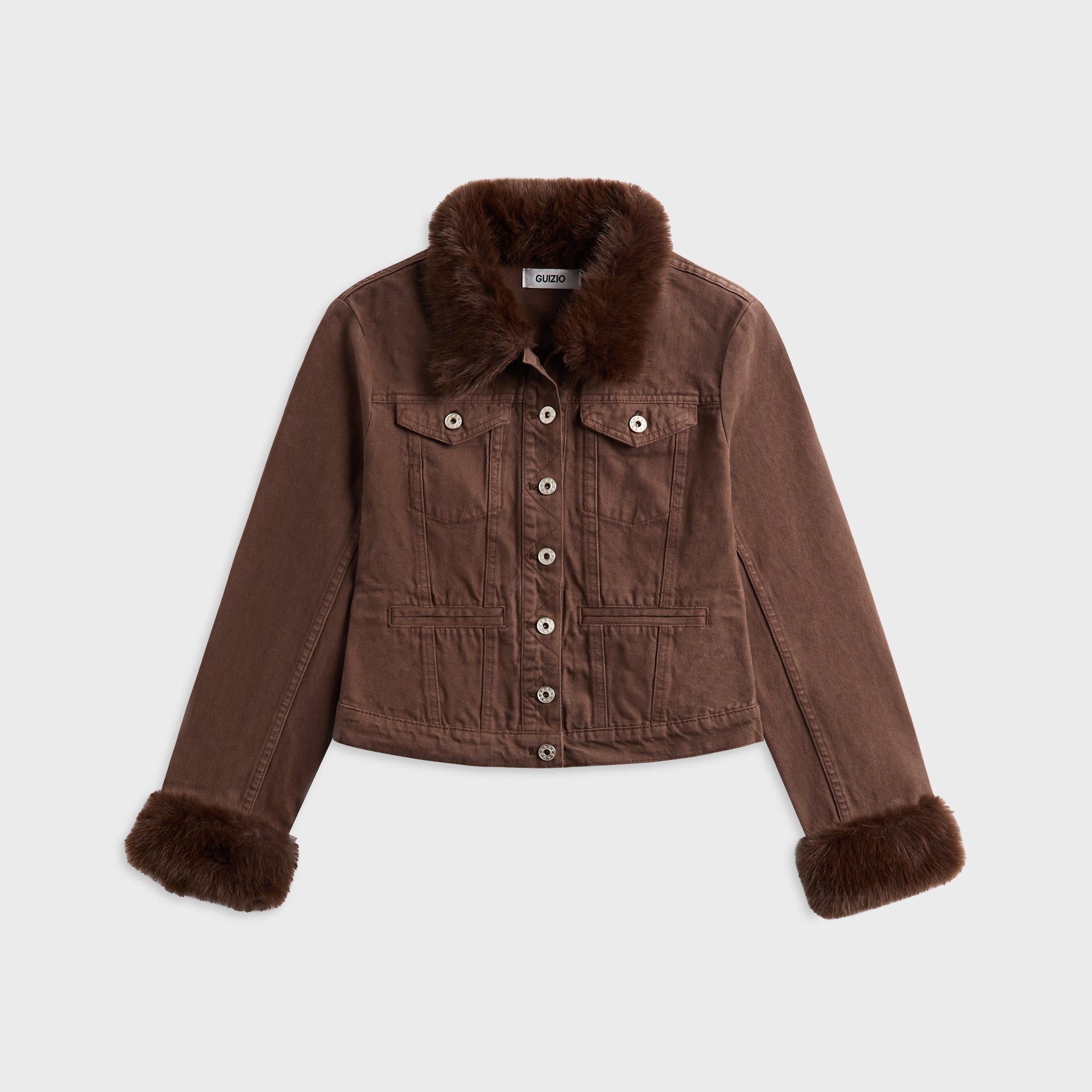 GUIZIO Ares Faux Fur Jacket - Brown