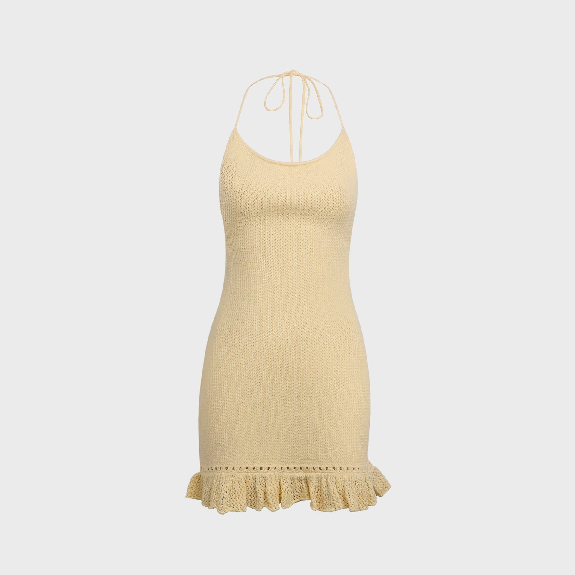GUIZIO Crochet Halter Dress - Honey Butter