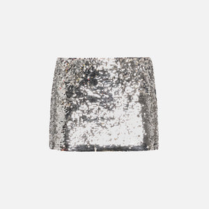 GUIZIO Low Rise Sequin Skirt - Silver