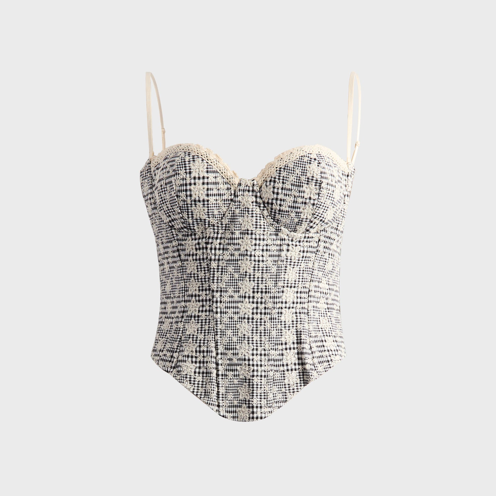 GUIZIO Genevieve Gingham Bustier in Black / White