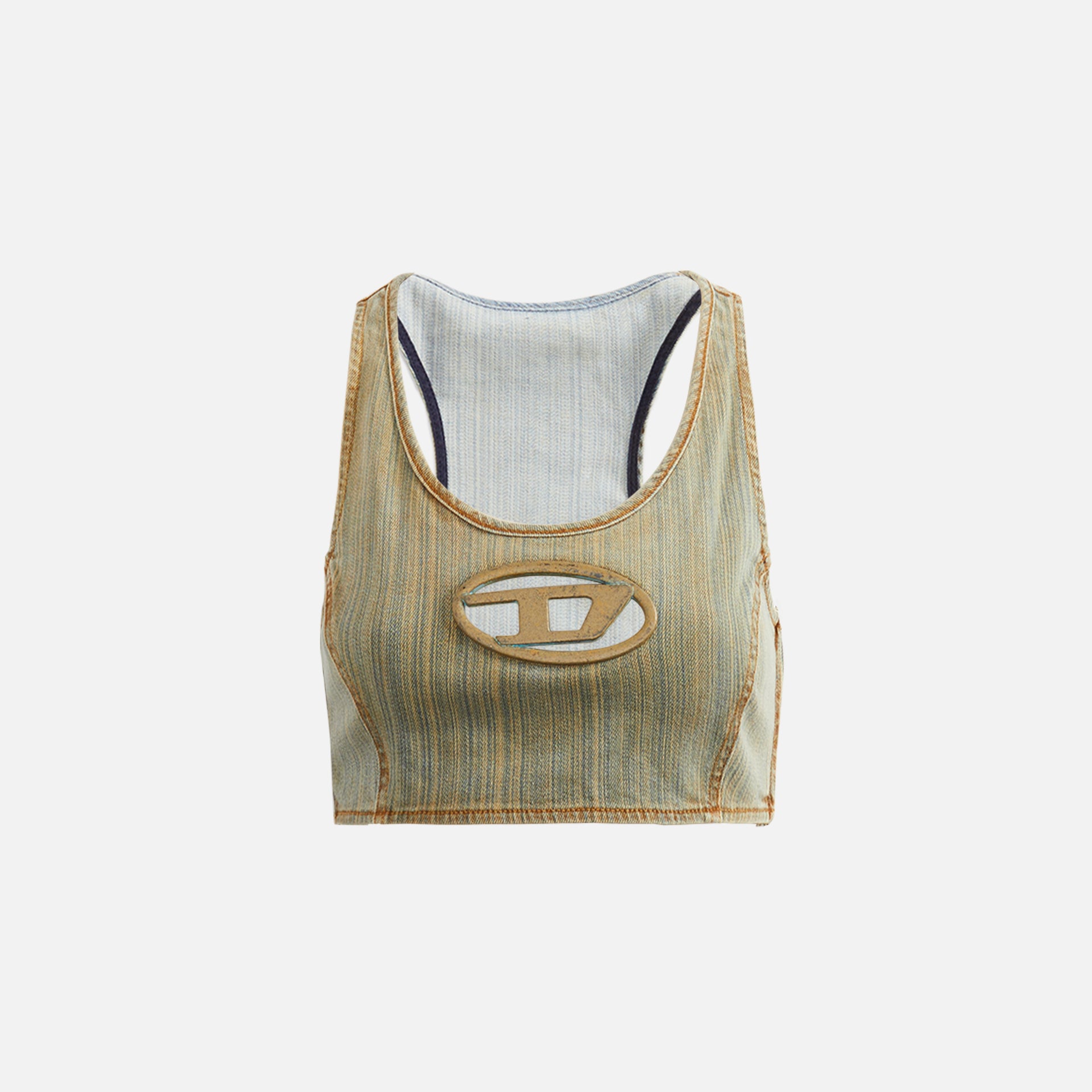 Diesel D-Oval Crop Top - Washed Denim