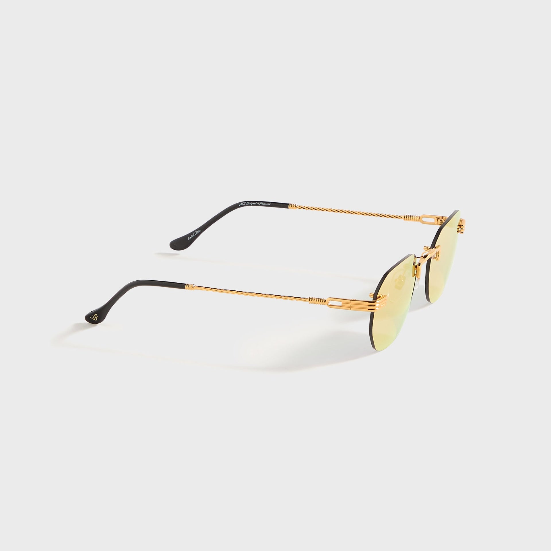 Vintage Frames Detroit Player Rimless Drill Mount 24KT in Gold / Smoke Solid Flash Red