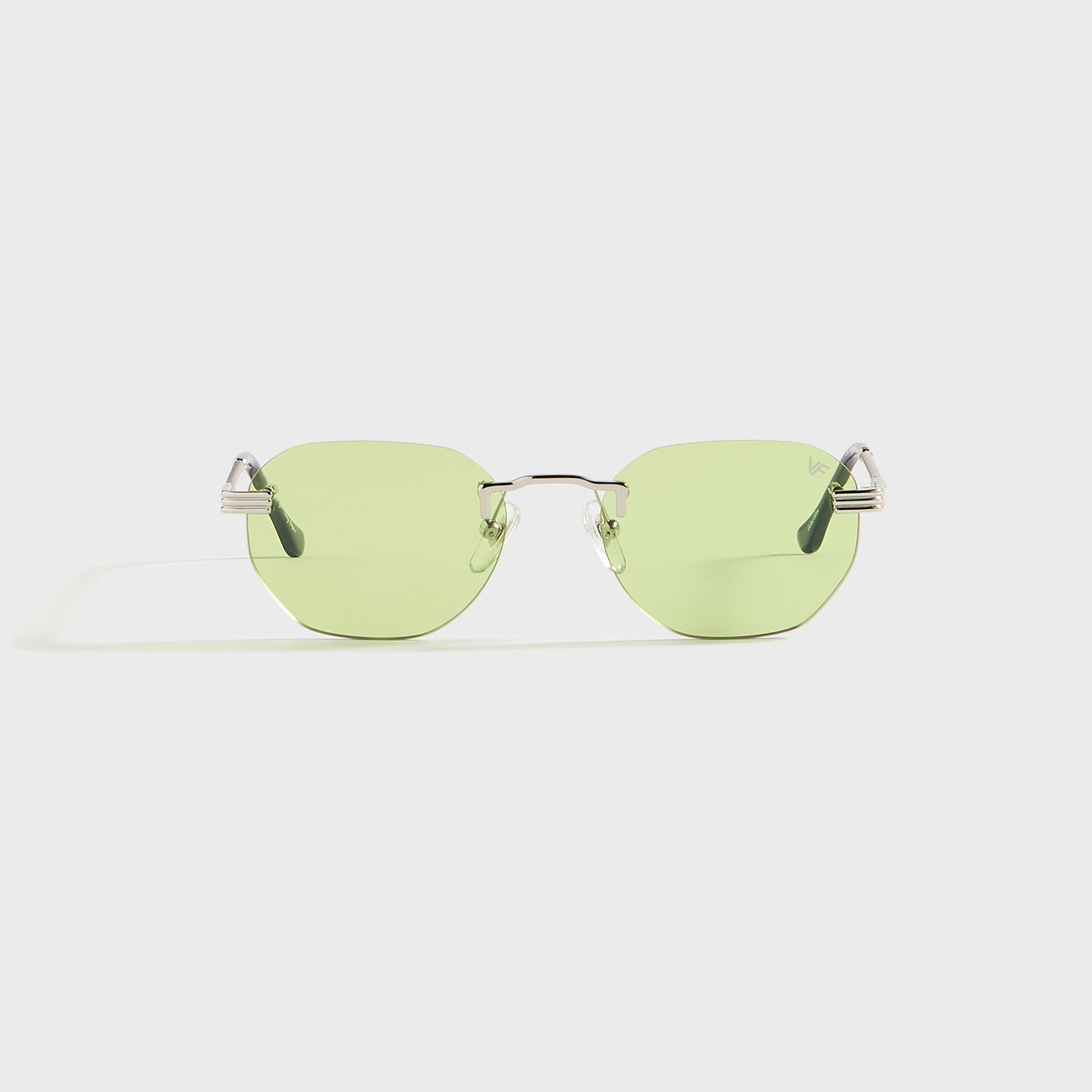 Vintage Frames Detroit Player Rimless Drill Mount 24KT in White Gold / Lime Green