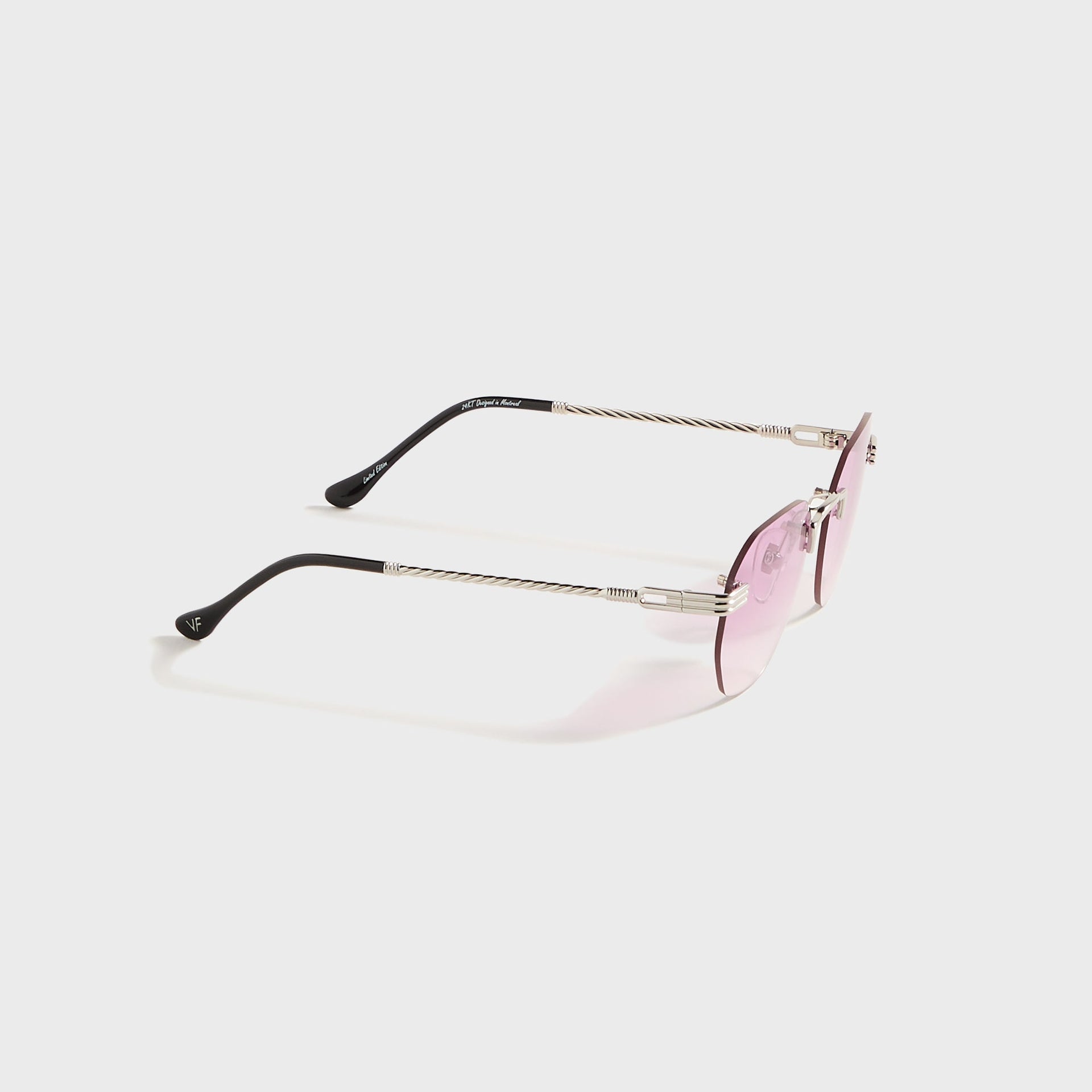 Vintage Frames Detroit Player Rimless Drill Mount 24KT in White Gold / Gum Drop