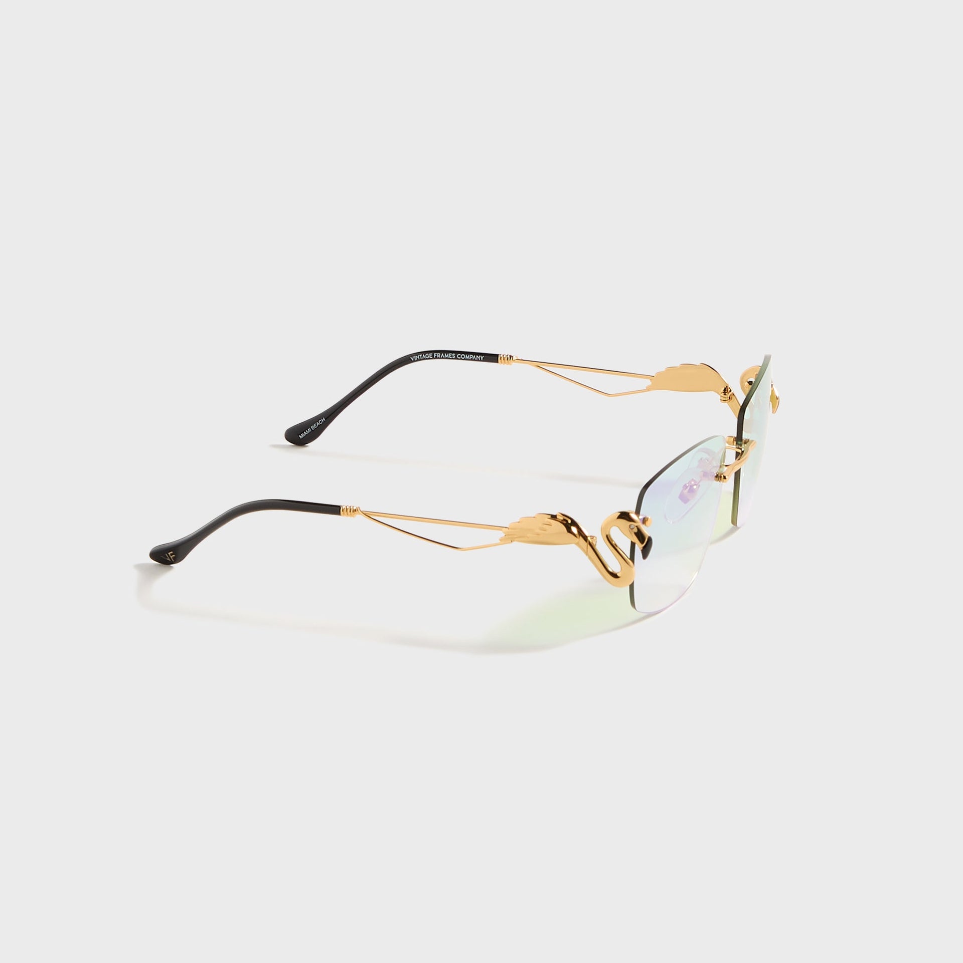 Vintage Frames Flamingo 24KT in Yellow Gold / Powder Green Flash Purple