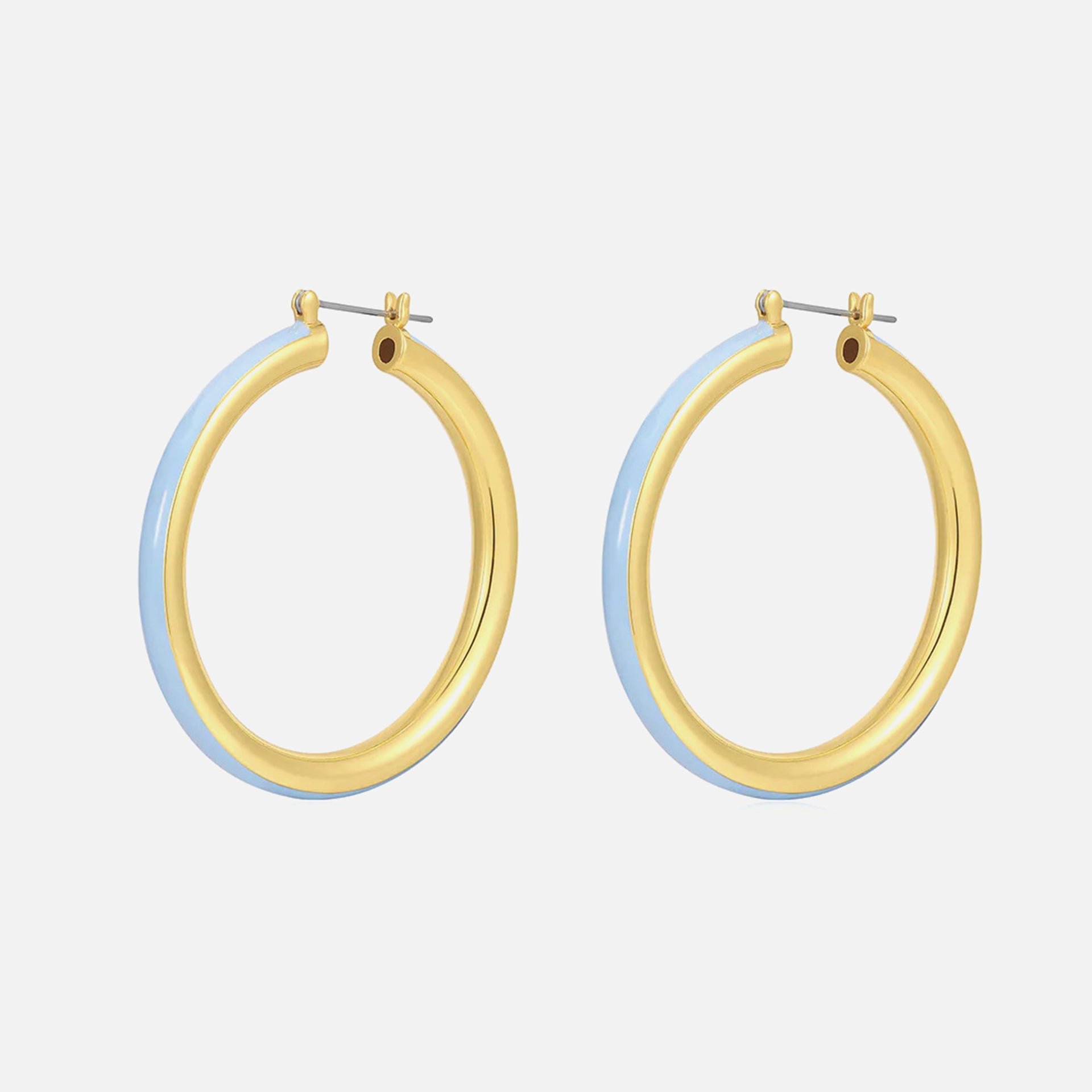Luv AJ Stripe Amaldi Hoops - Baby Blue / Gold