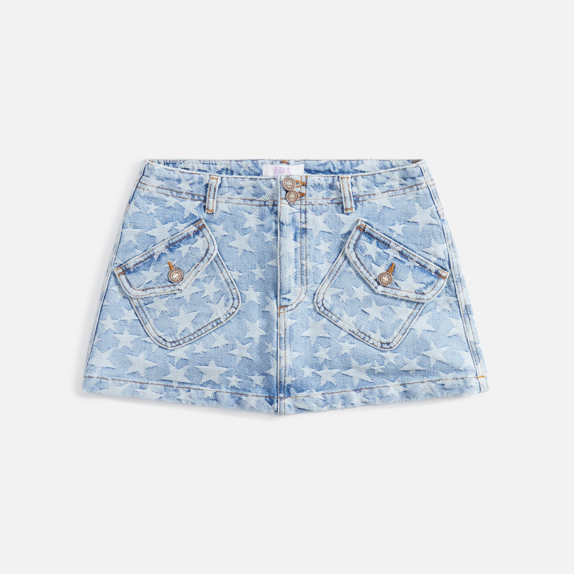 ERL Denim Jacquard Short Skirt - Light Blue