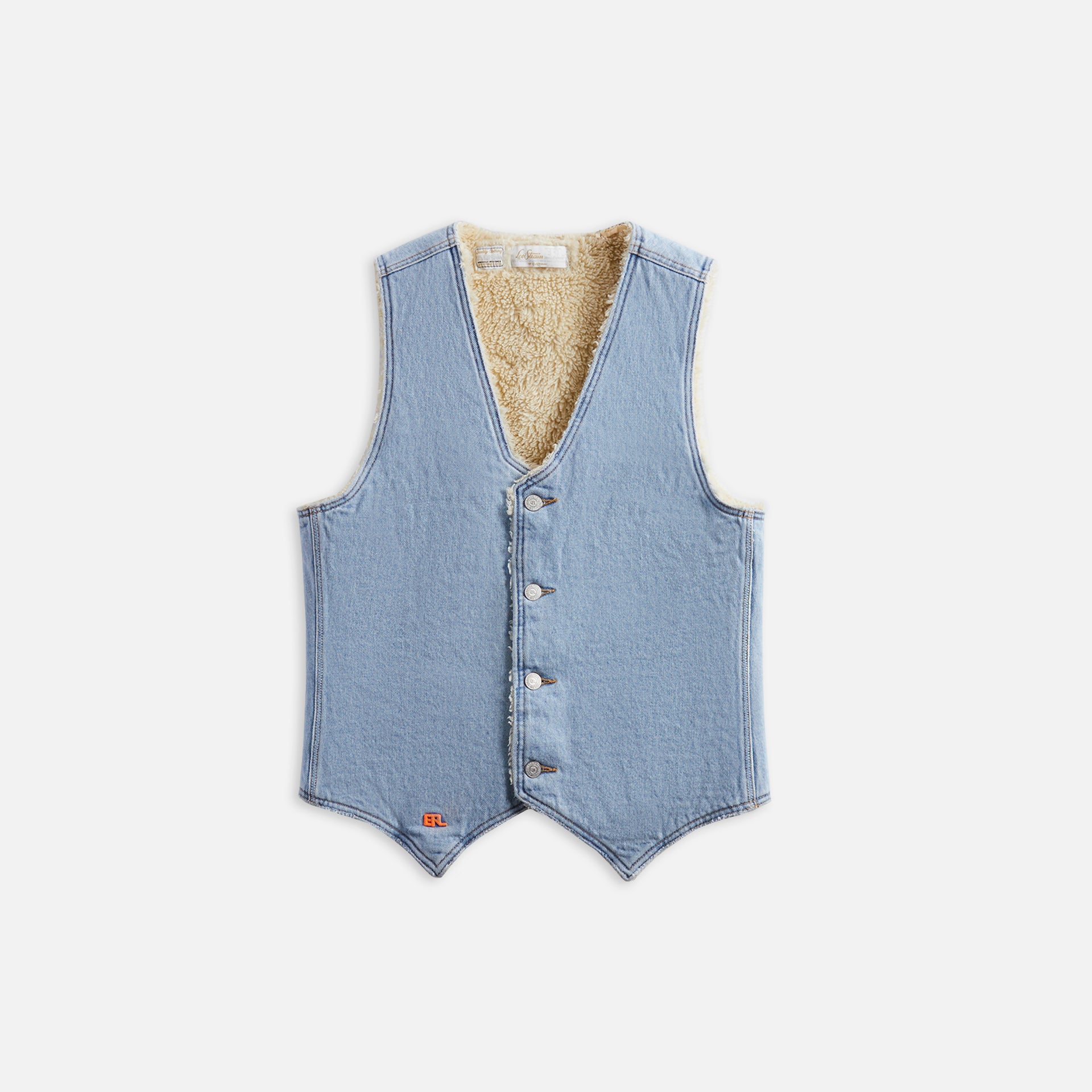 ERL Sherpa Denim Vest - Blue