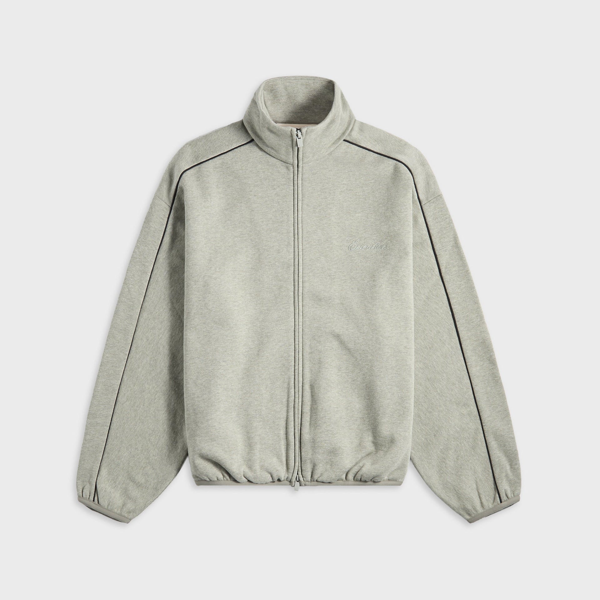 Essentials Modern Fit Fleece Track Jacket in Concrete Heather / Black