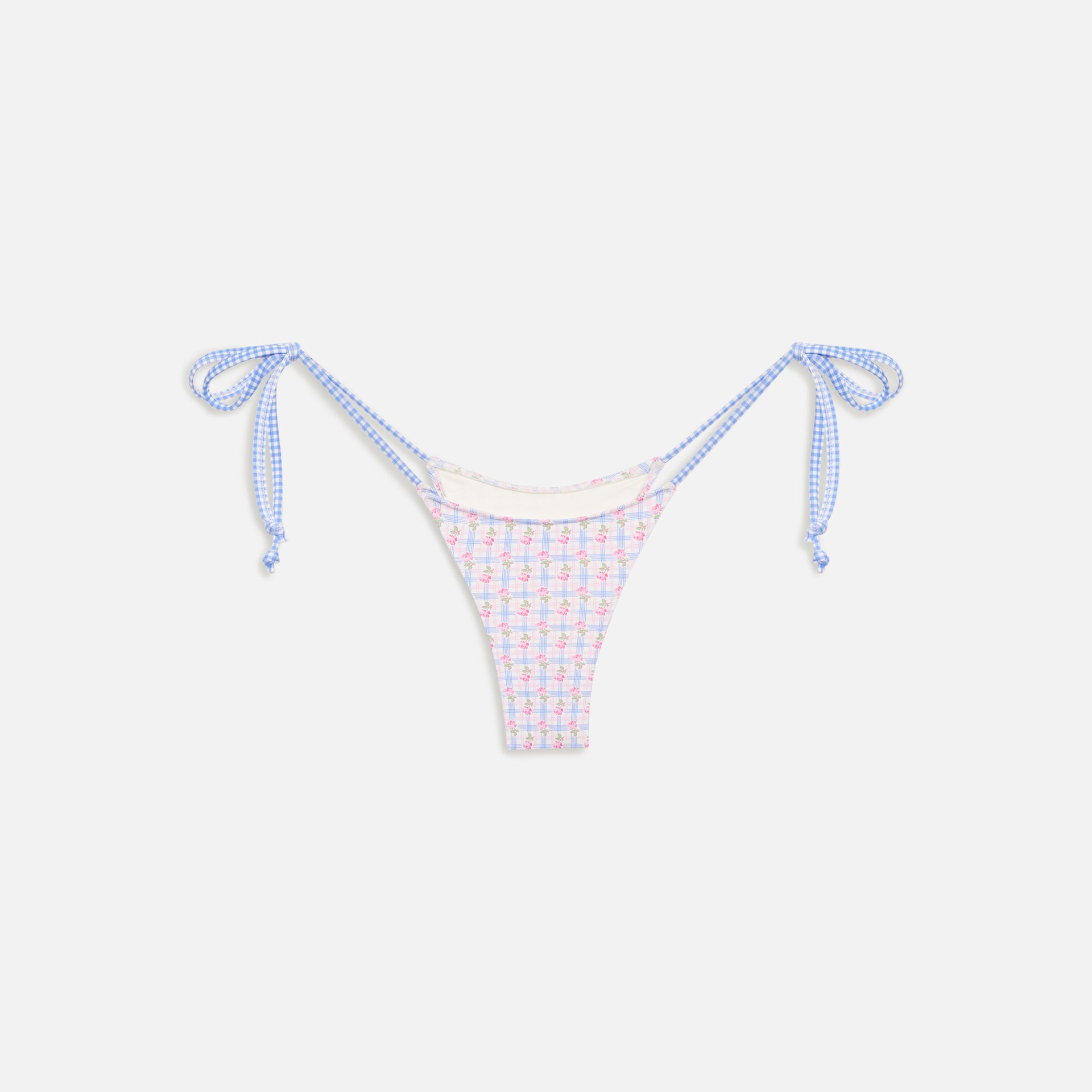 Frankies Bikinis Divine Plaid Skimpy Bikini Bottom - Rose Picnic