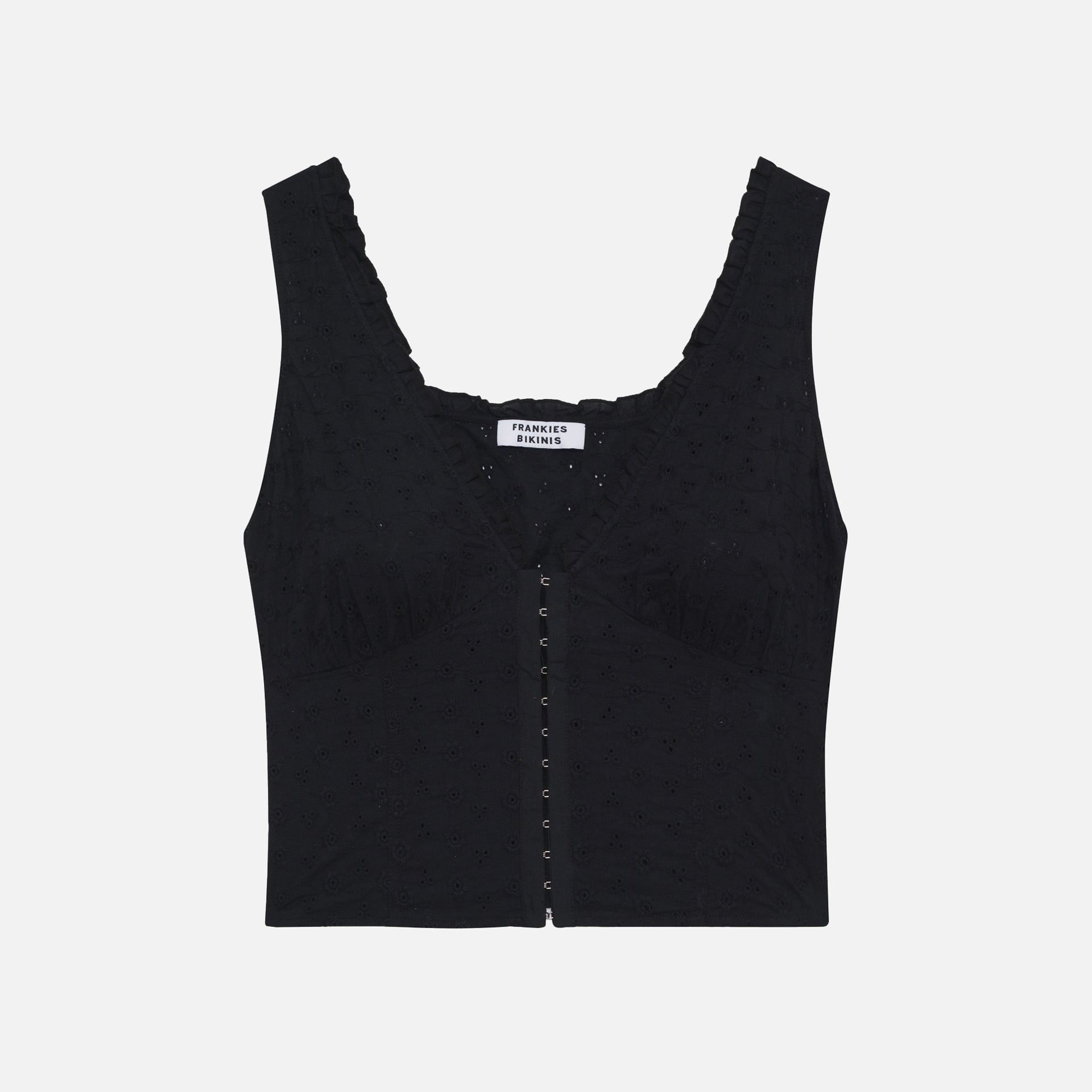 Frankies Bikinis Tea Eyelet Tank - Black