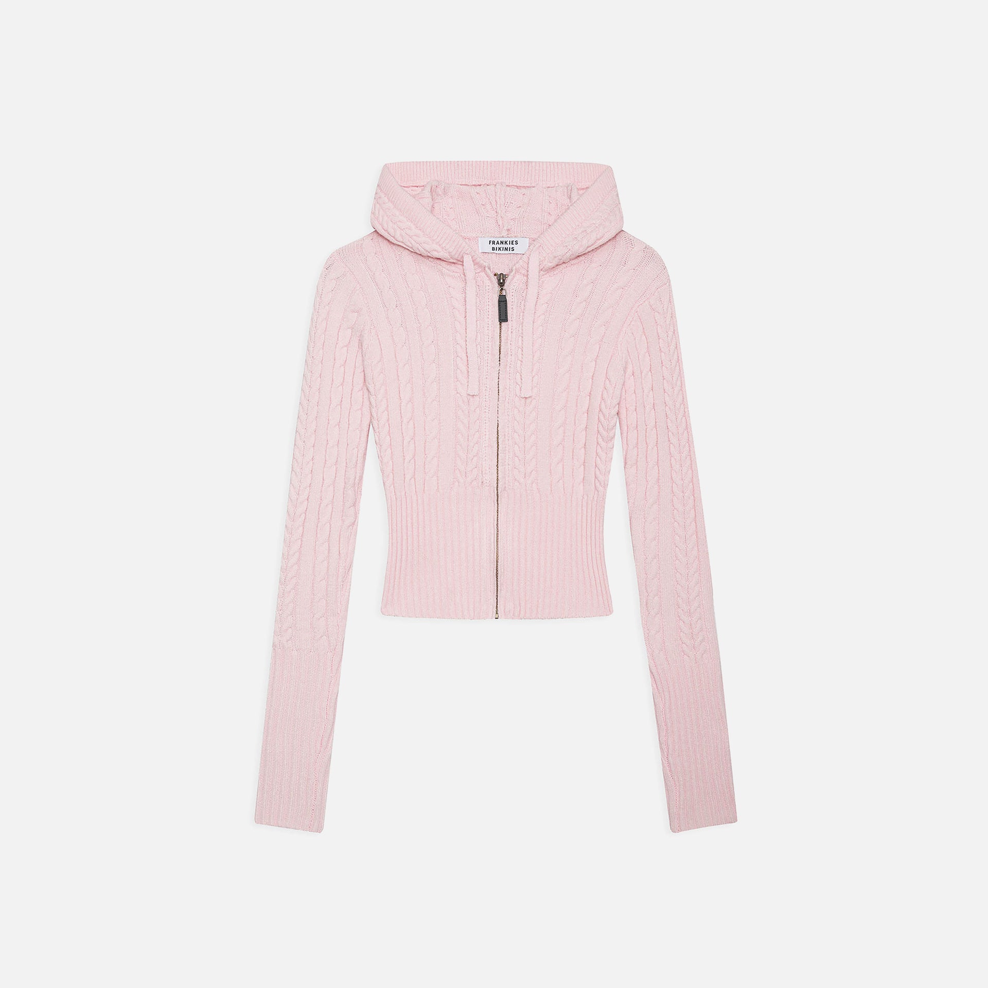 Frankies Bikinis Aimee Cable Knit Hoodie - Rose Quartz