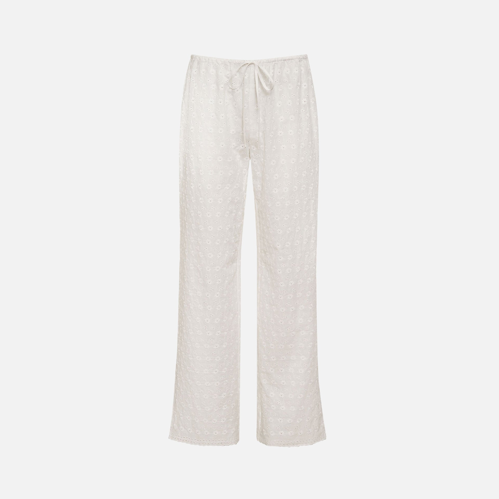 Frankies Bikinis Daisy Eyelet Pant - White