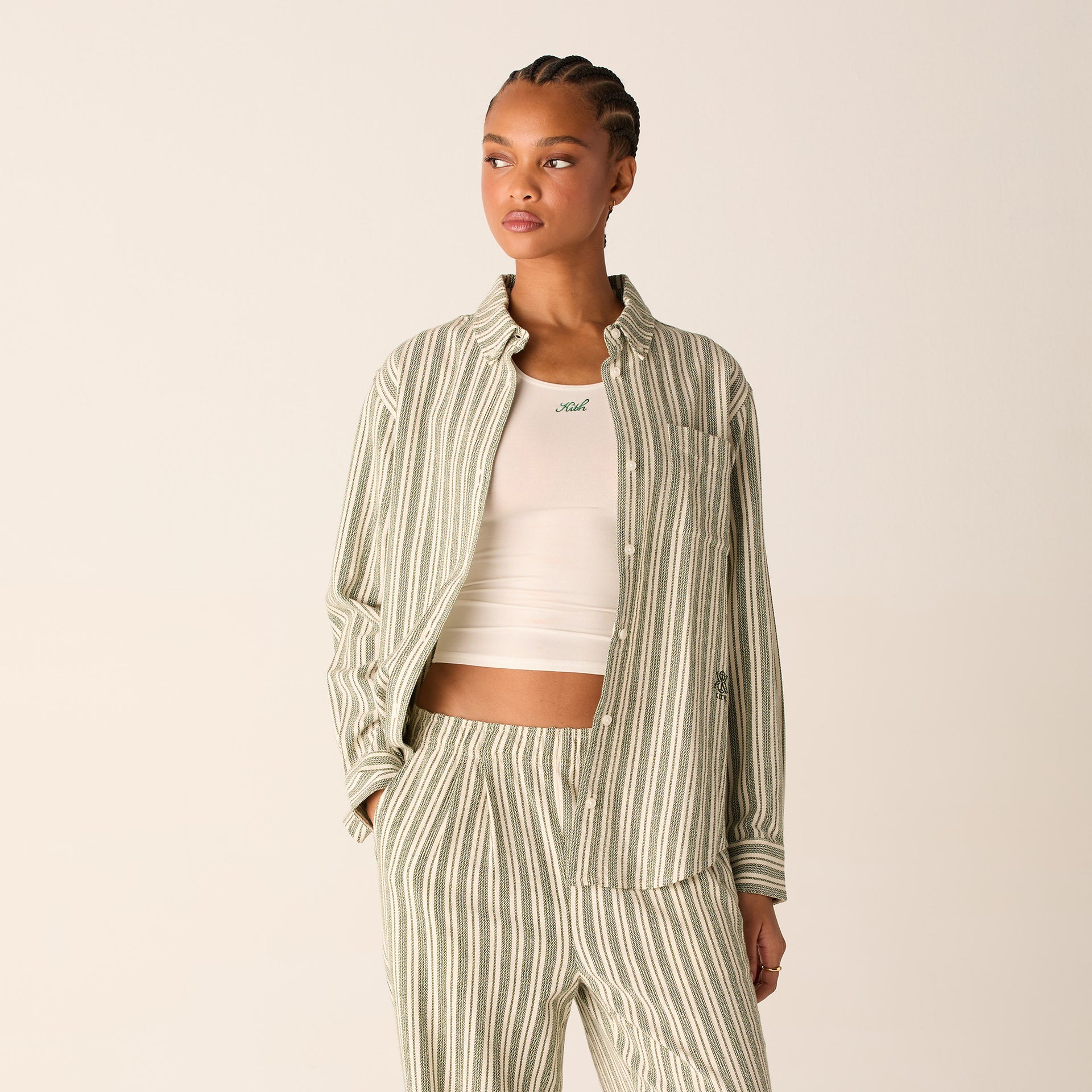 Kith Women Ora II Dobby Stripe Shirt - Turf