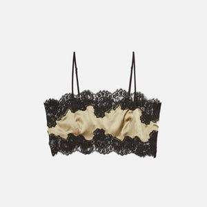 Fleur du Mal Silk and Lace Bandeau Top - Olive Green