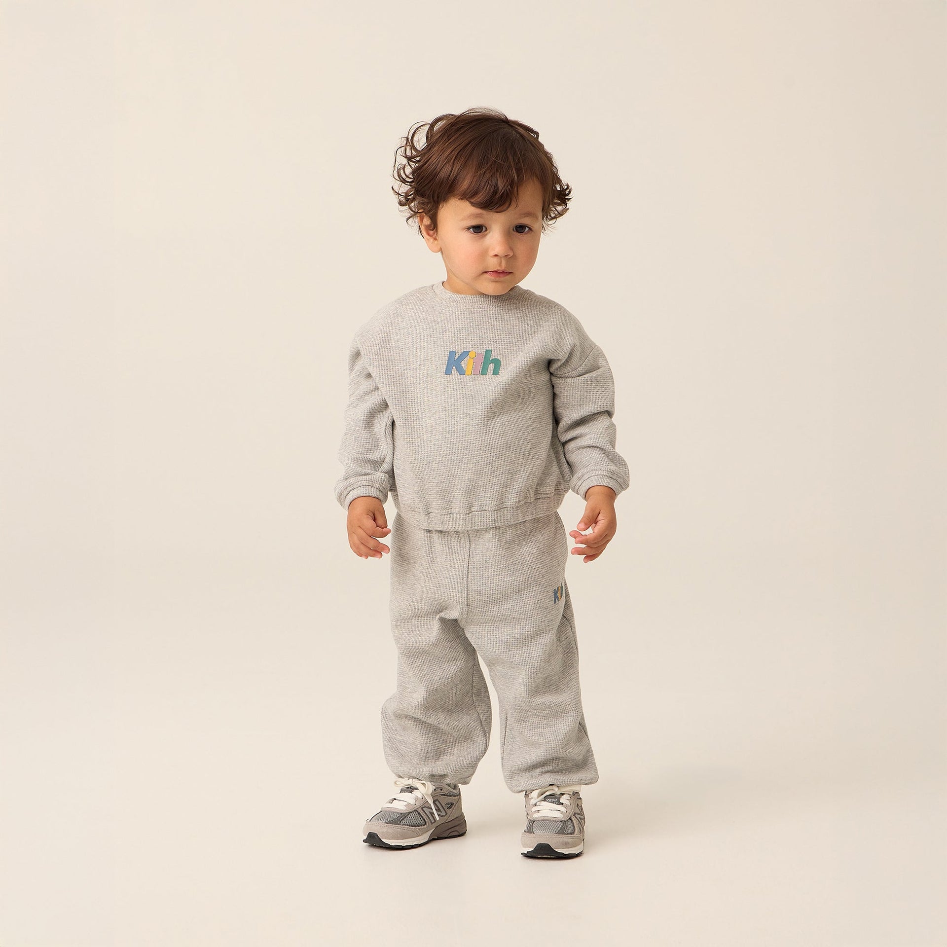 Kith Baby Waffle Nelson Crewneck - Light Heather Grey