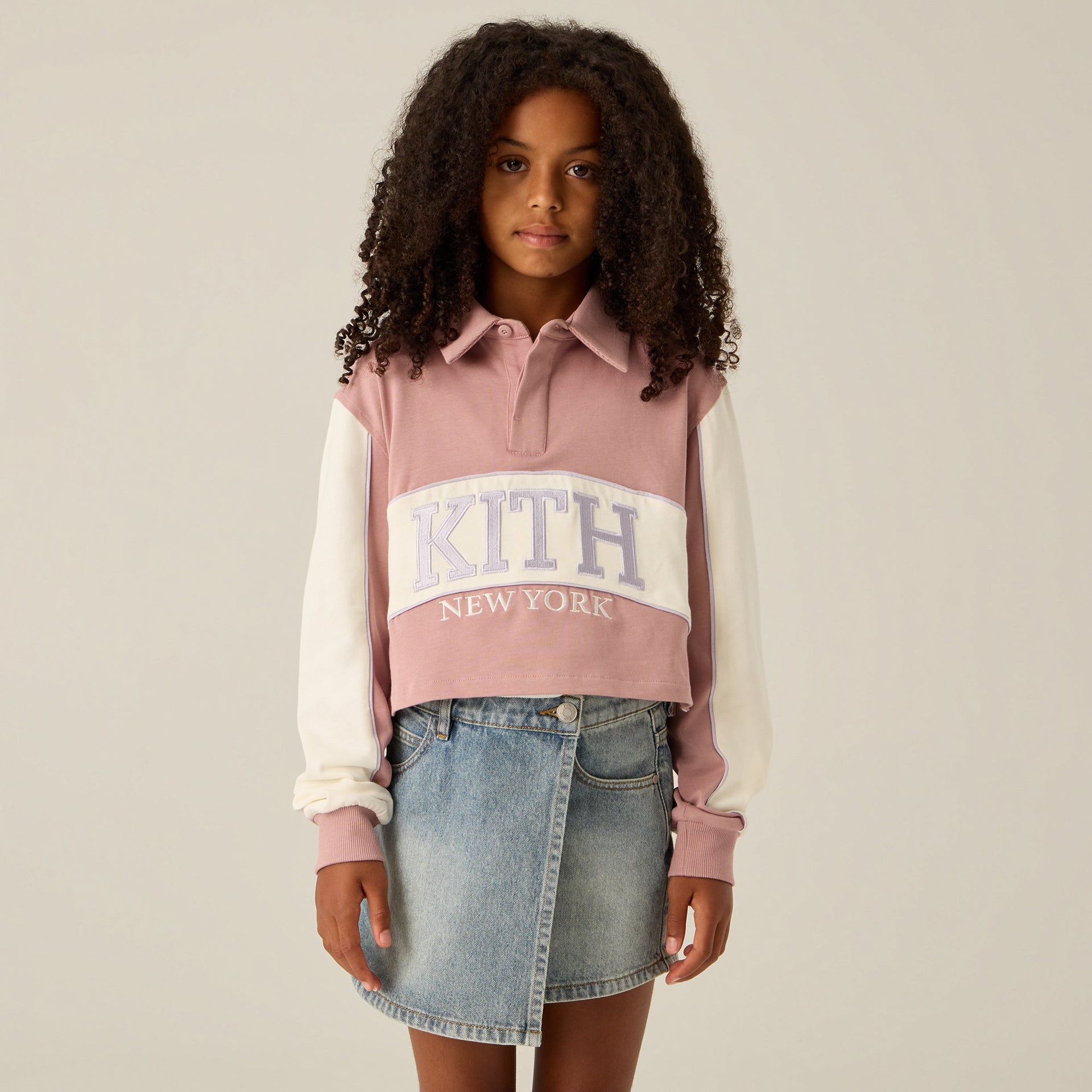Kith Kids Blocked Cropped Rugby - Dusty Quartz