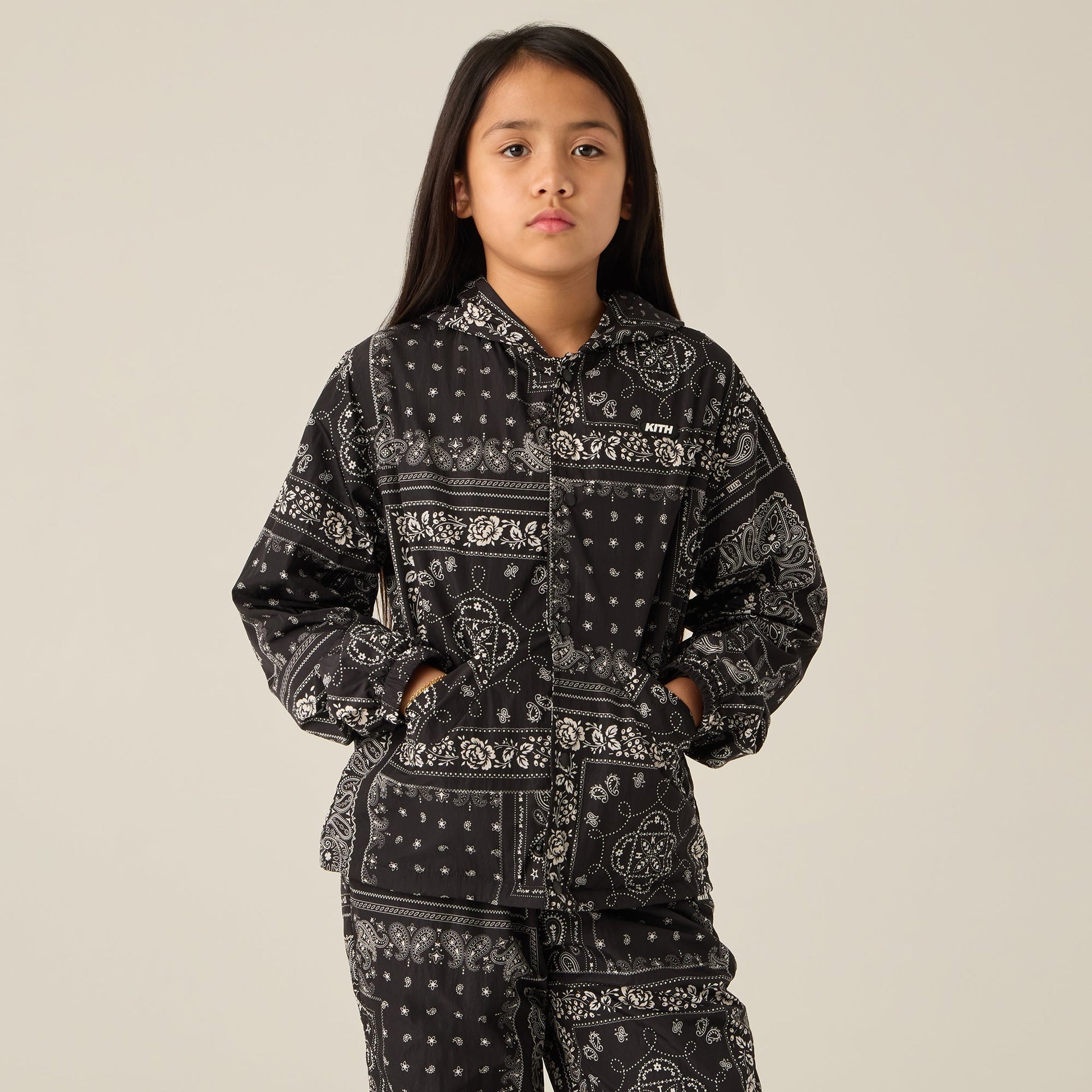 Kith Kids Printed Coaches Jacket - Black