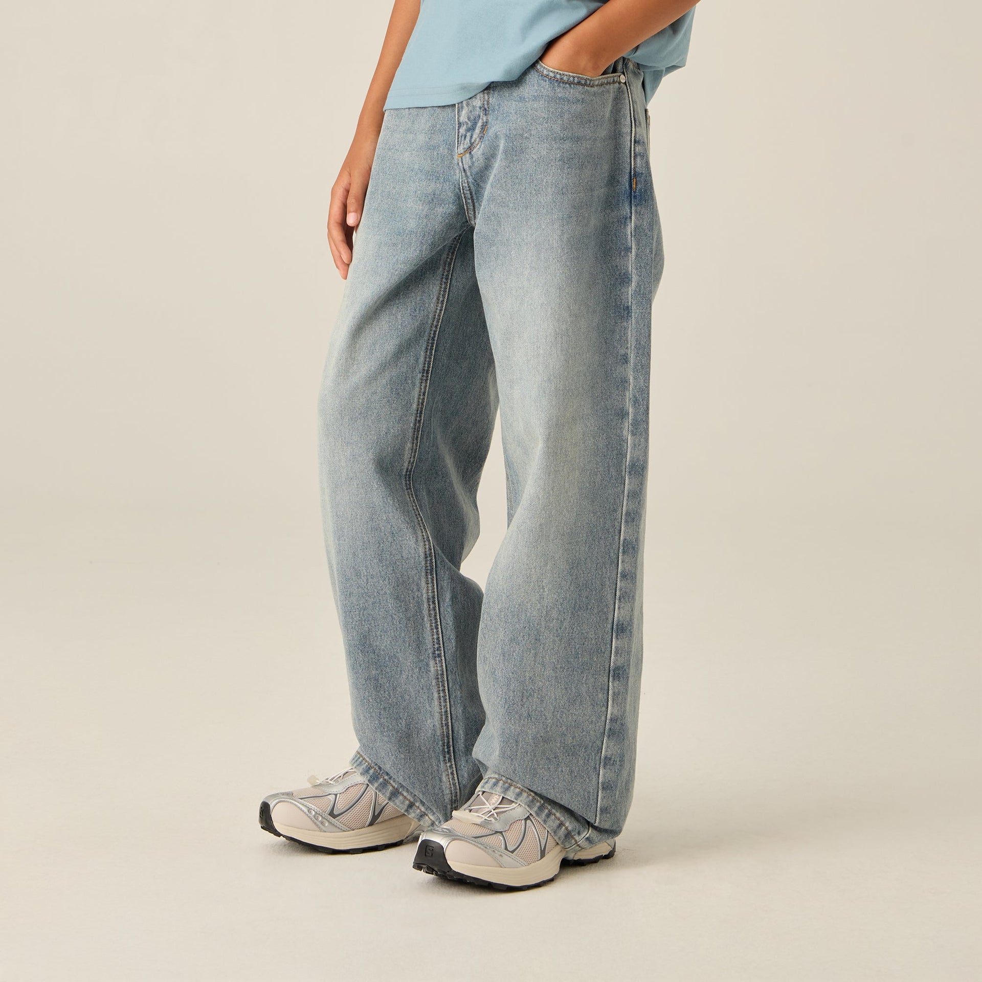 Kith Kids Denim Heston Wide Leg Jean - Roman Wash