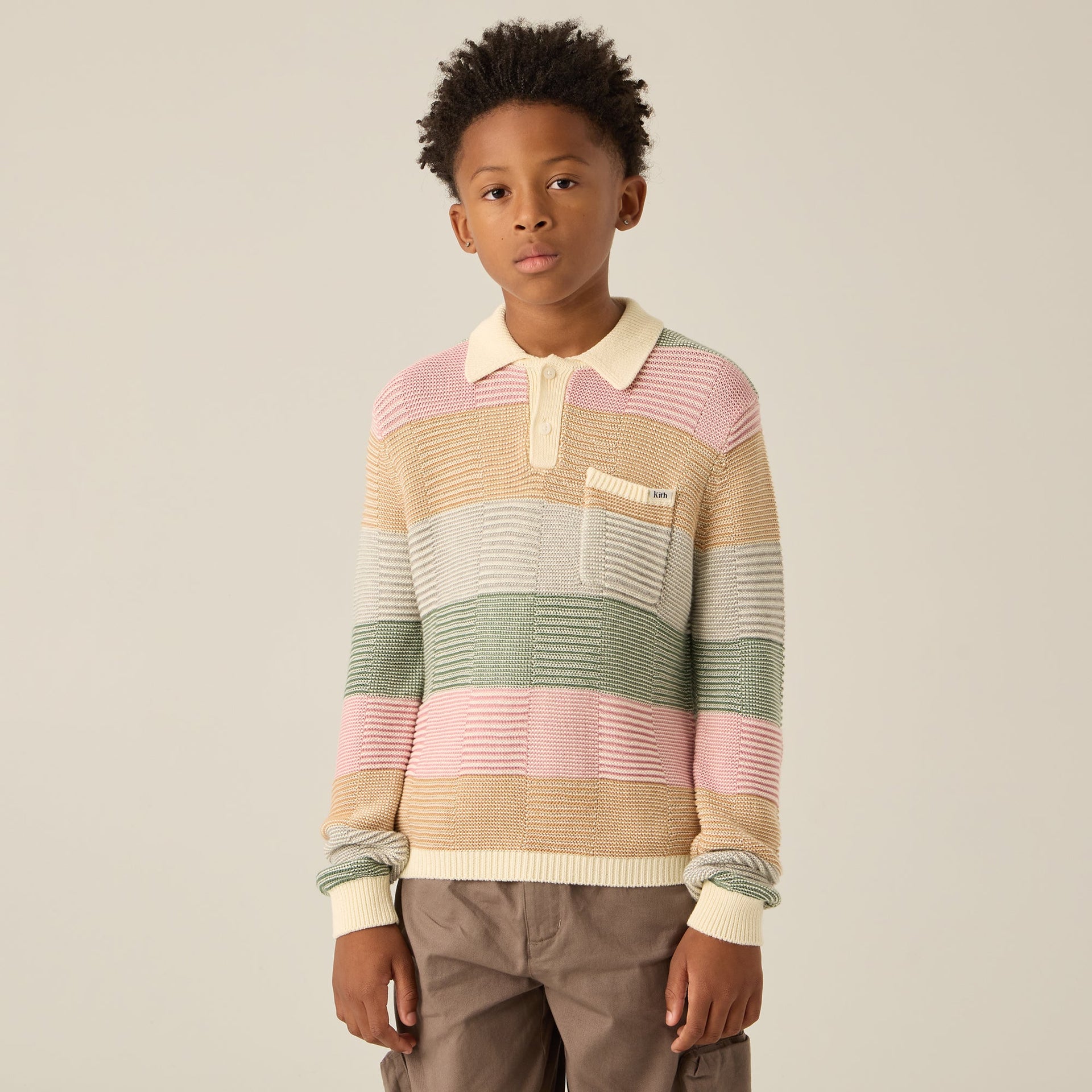 Kith Kids Tilden Long Sleeve Polo - Waffle