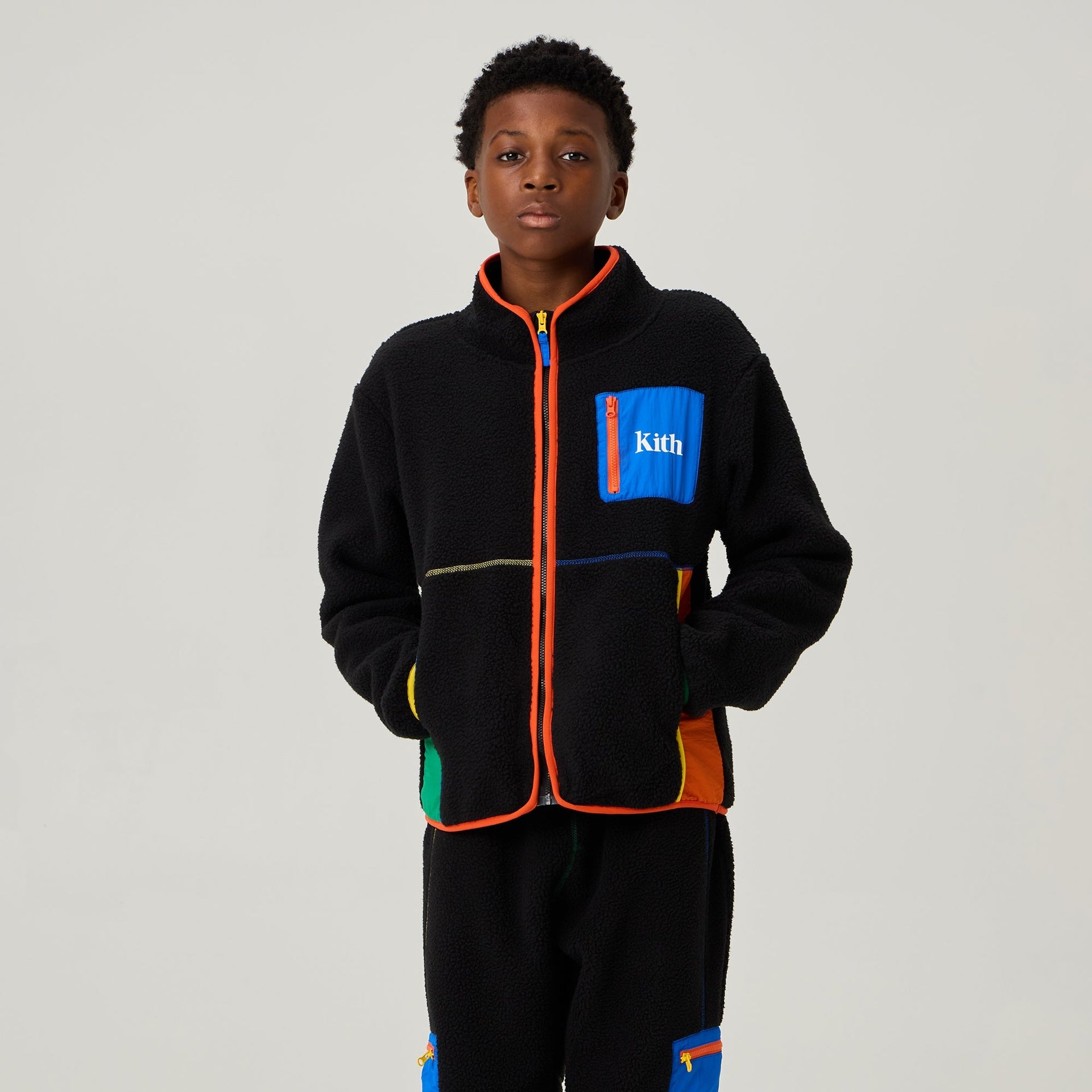 Kith Kids Color-Block Sherpa Antony Full Zip - Black