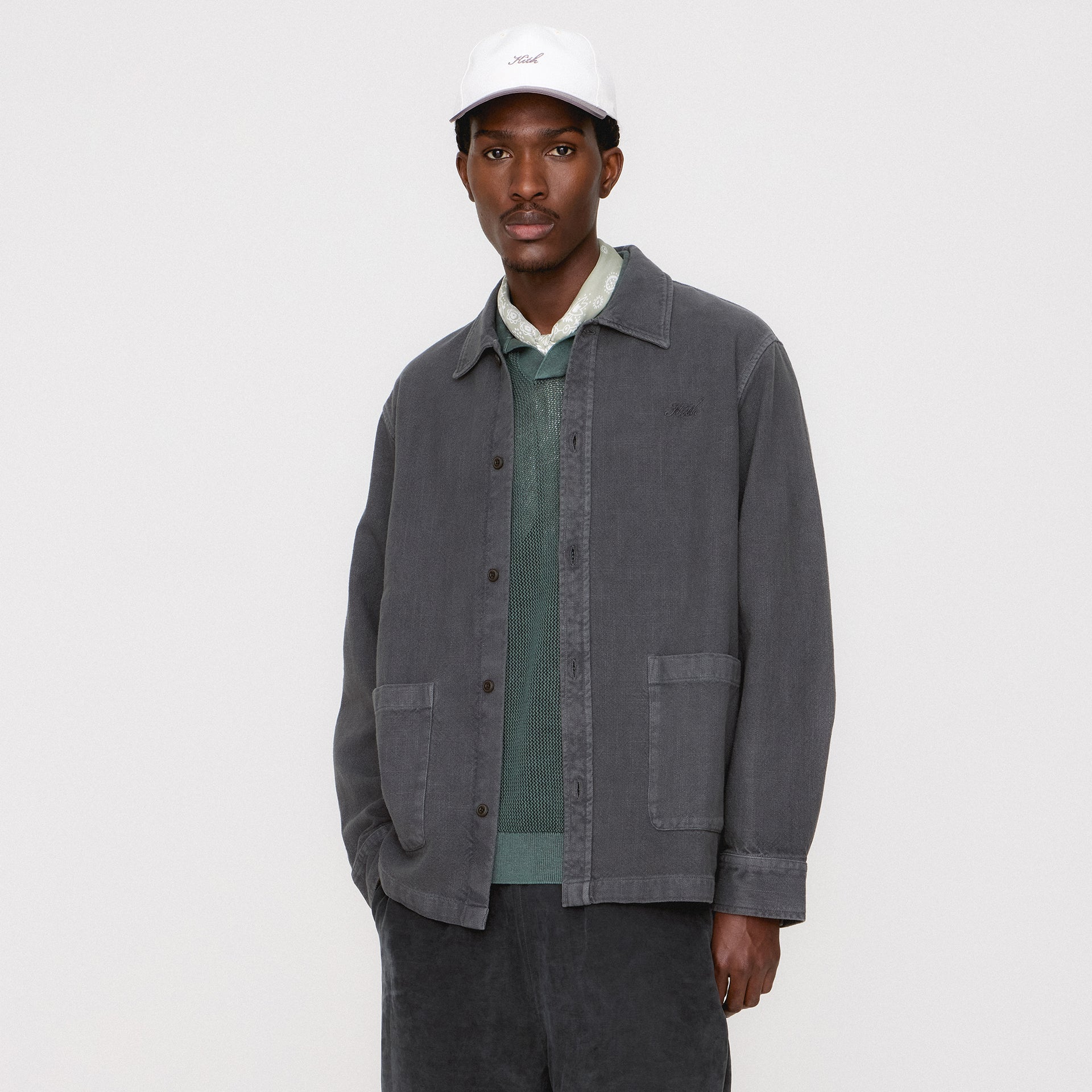 Erlebniswelt-fliegenfischenShops Soft Woven Long Sleeve Boxy Collared Overshirt - Carbon