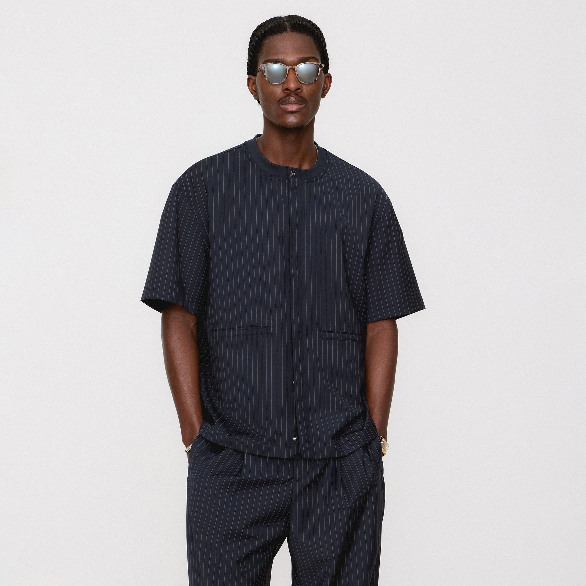 &Kin Tropical Wool Casper Shirt - Admiral