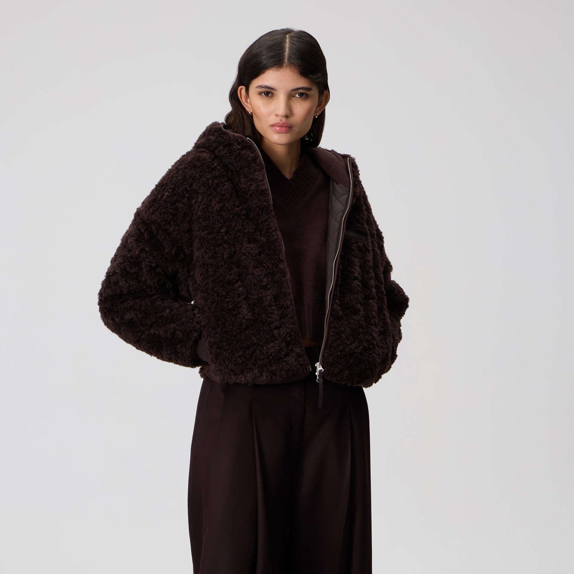 Kith Women Saide Sherpa Hooded Jacket - Incognito