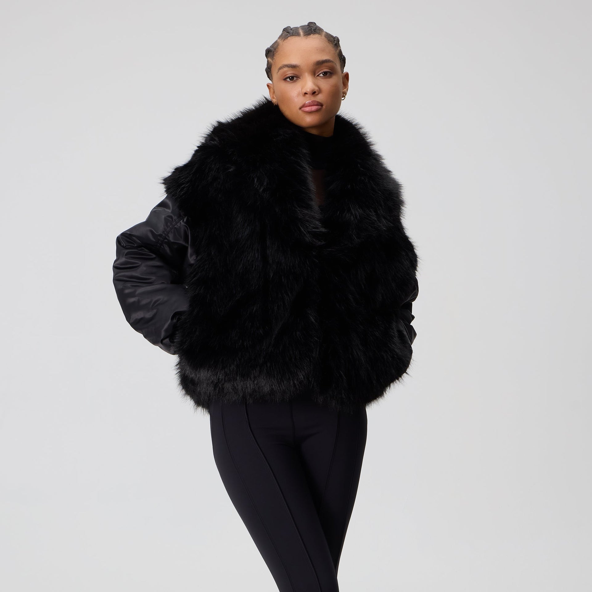 Kith Women Senna Faux Fur Reversible Bomber - Black - PH