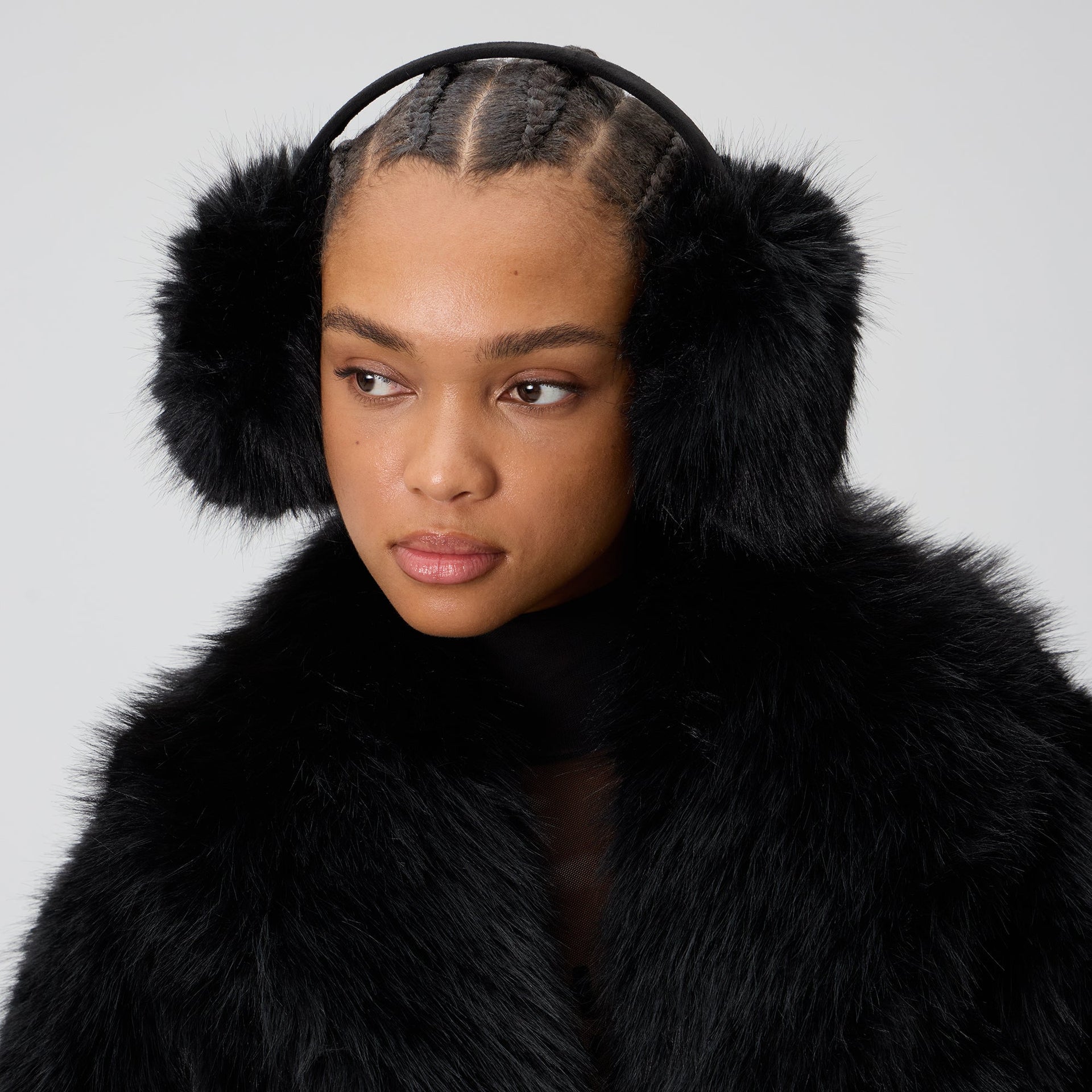 Kith Women Faux Fur Shaggy Ear Muff - Black