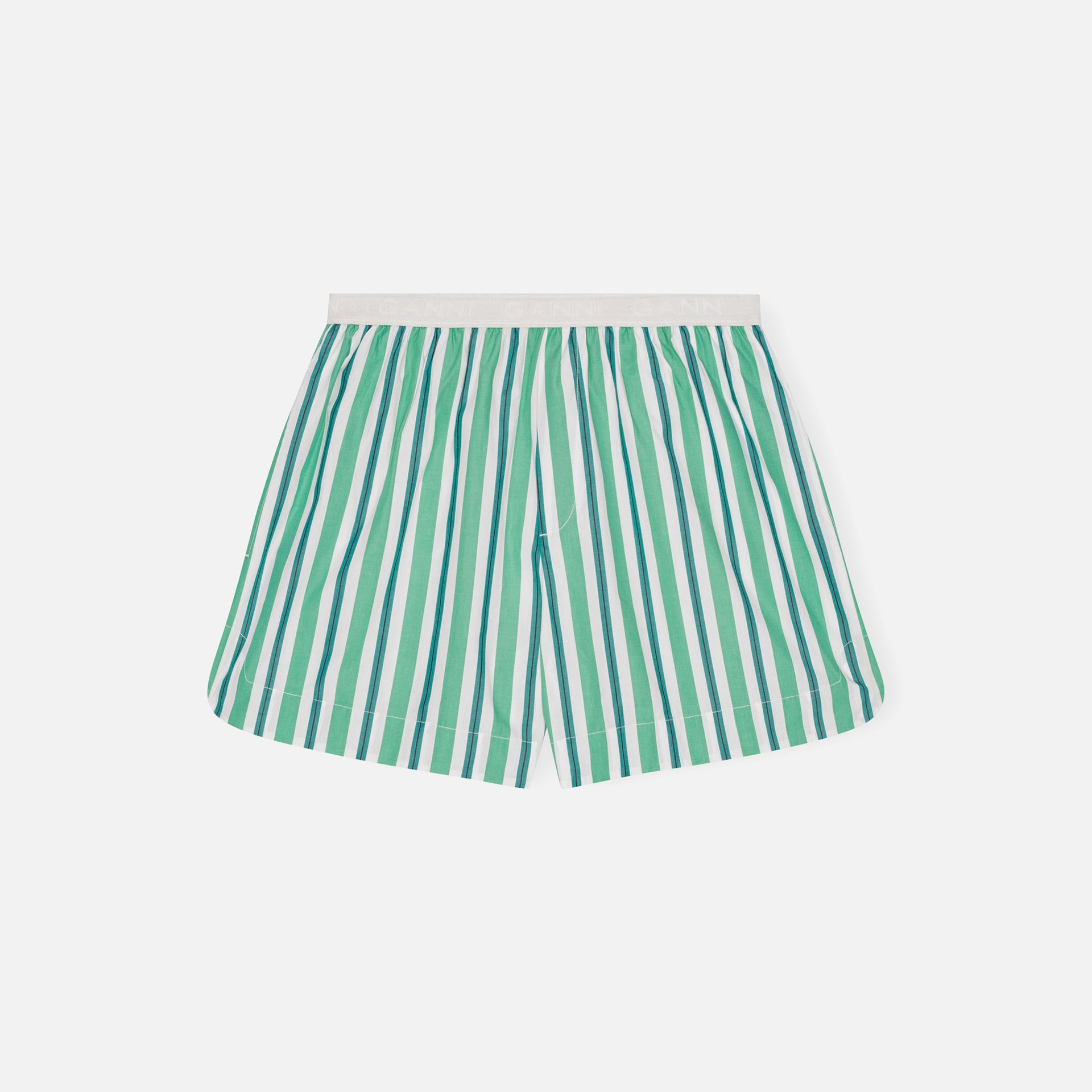 Ganni Stripe Cotton Elasticated Short - Creme De Menth