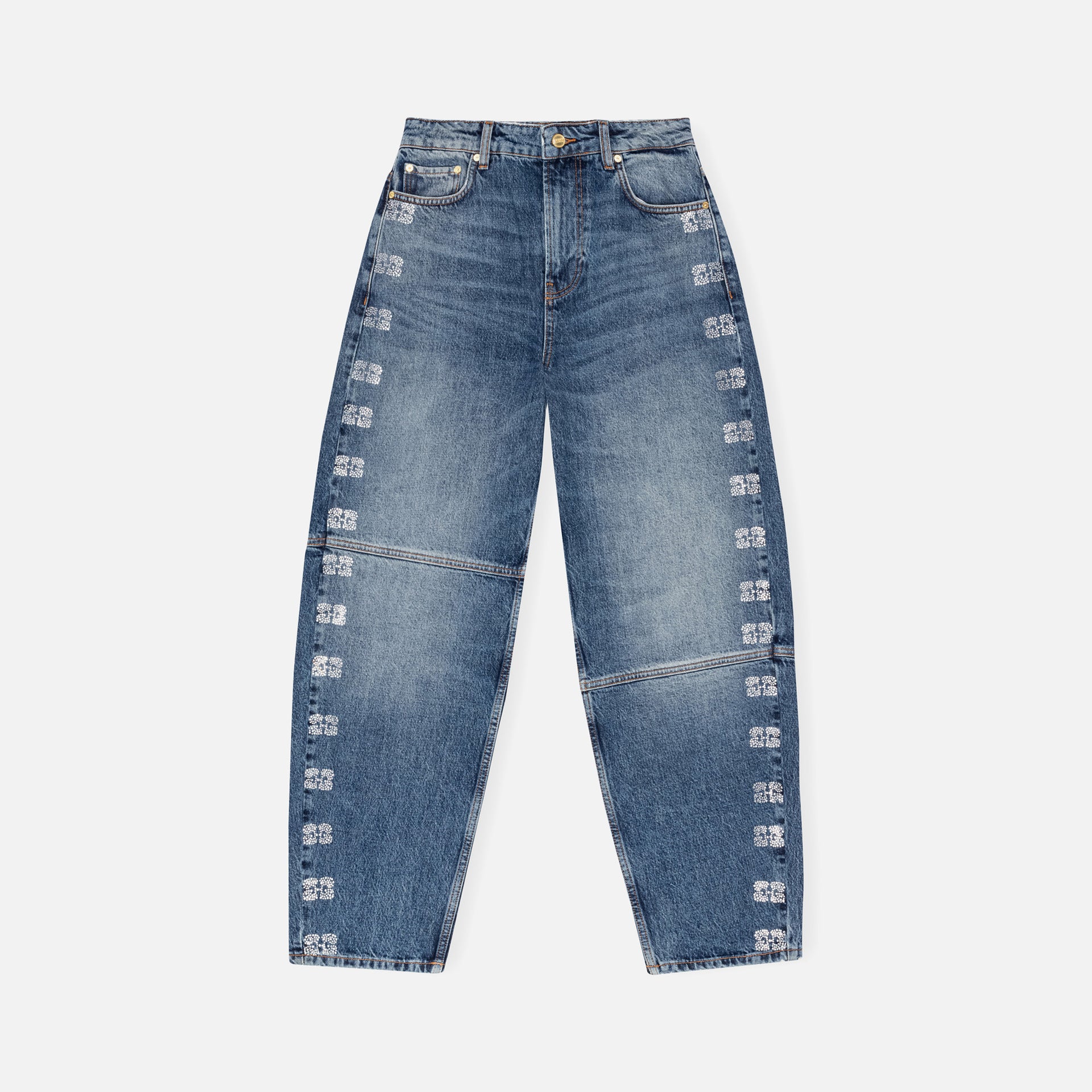 Ganni Sparkle Logo Denim Stary - Tint Wash