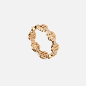 Hoorsenbuhs Dame Tri-Link Ring with Diamond Bridges - 18K Yellow Gold