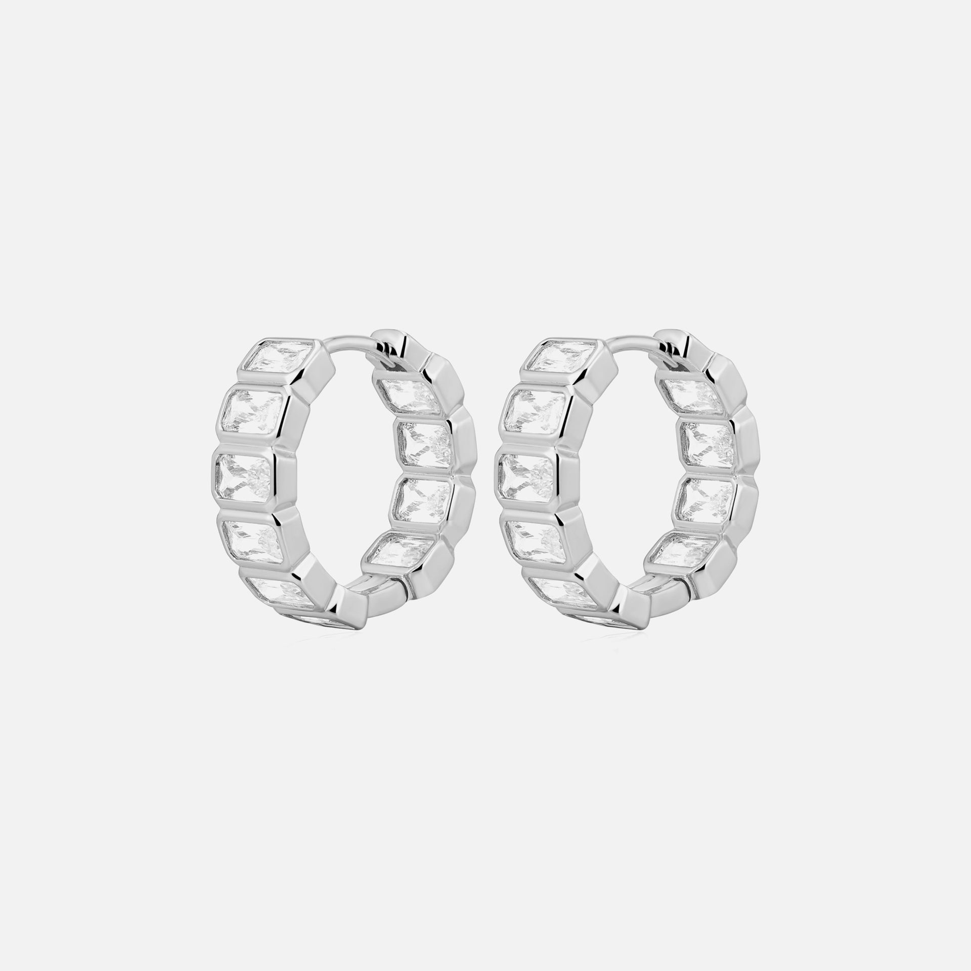 Luv AJ The Bianca Bezel Hoops - Silver