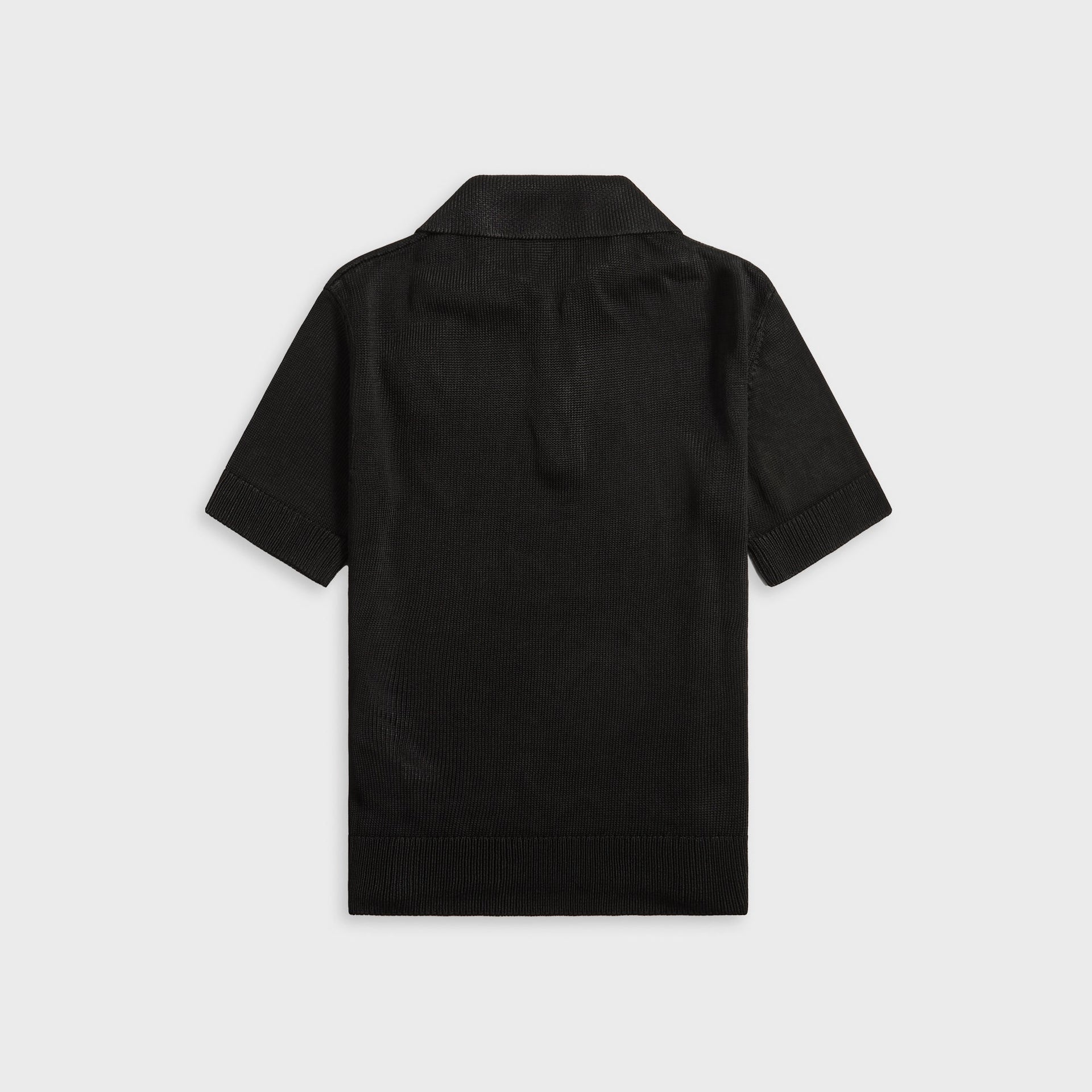 Jil Sander Knitted Polo Shirt With Crochet Flower in Black