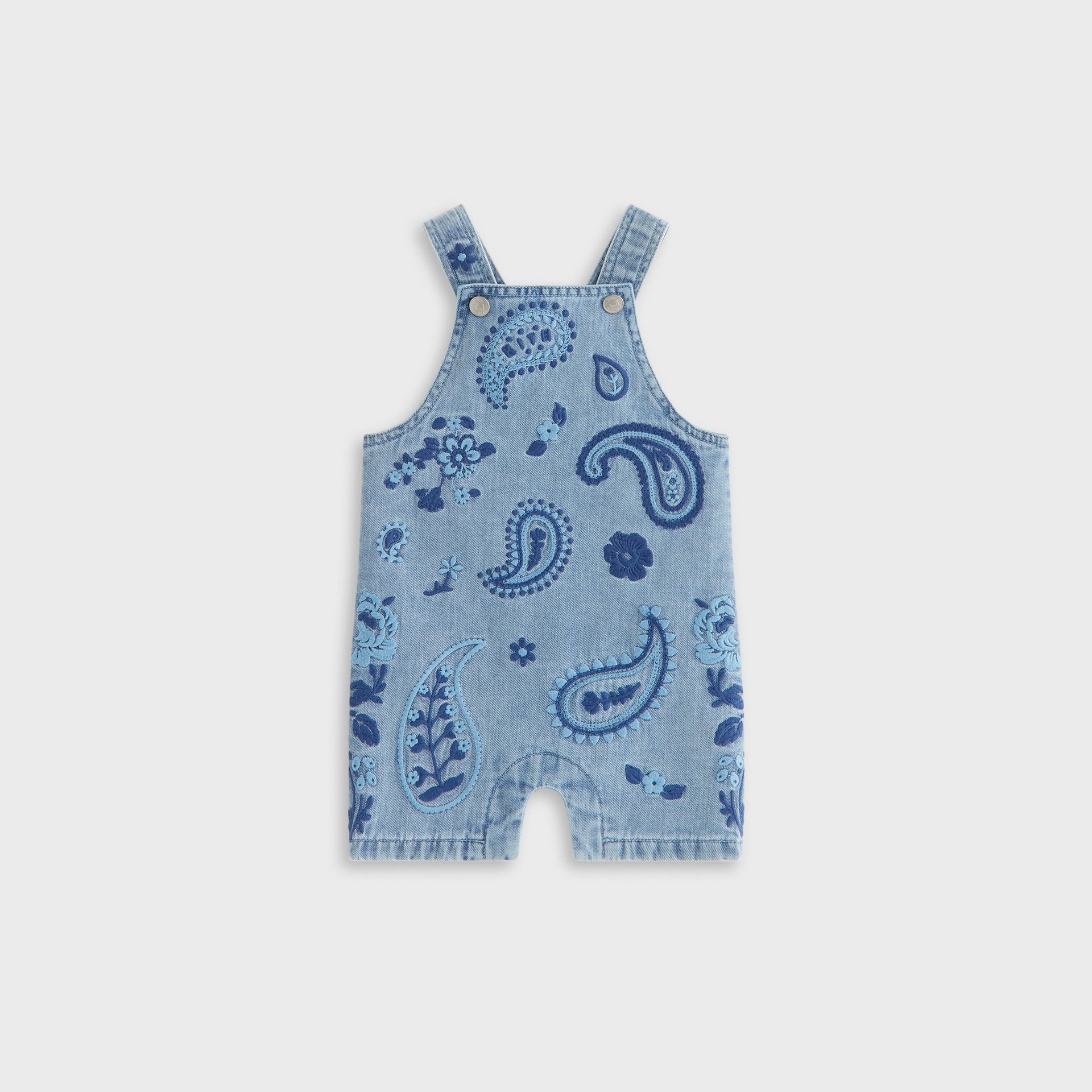 Kith Baby Floral Paisley Chambray Shortall in Kent Light Wash