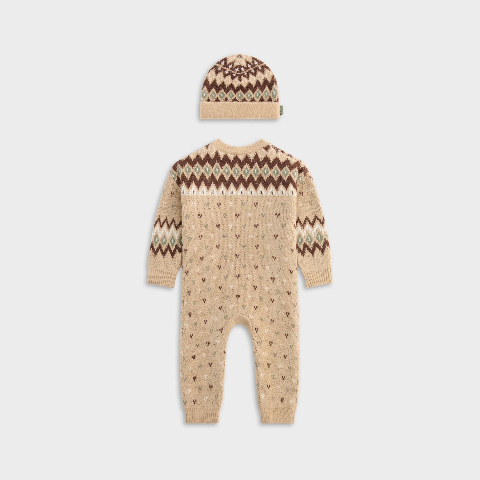 Kith Baby Novelty Fair Isle Sweater Coverall Set - Mocha Heather