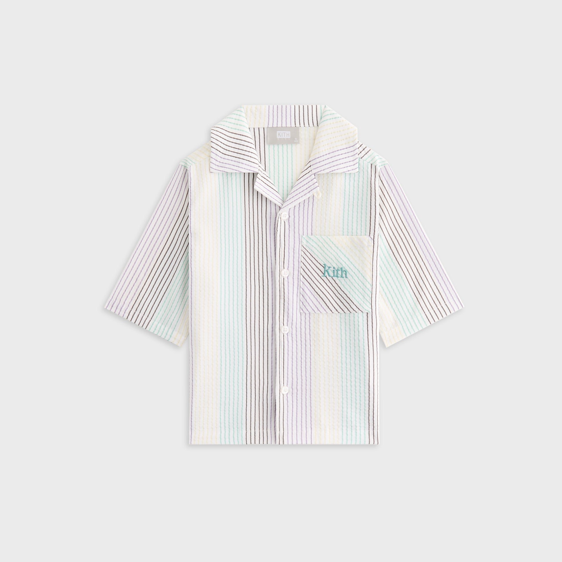 Kith Kids Striped Thompson Camp Shirt in Mykonos