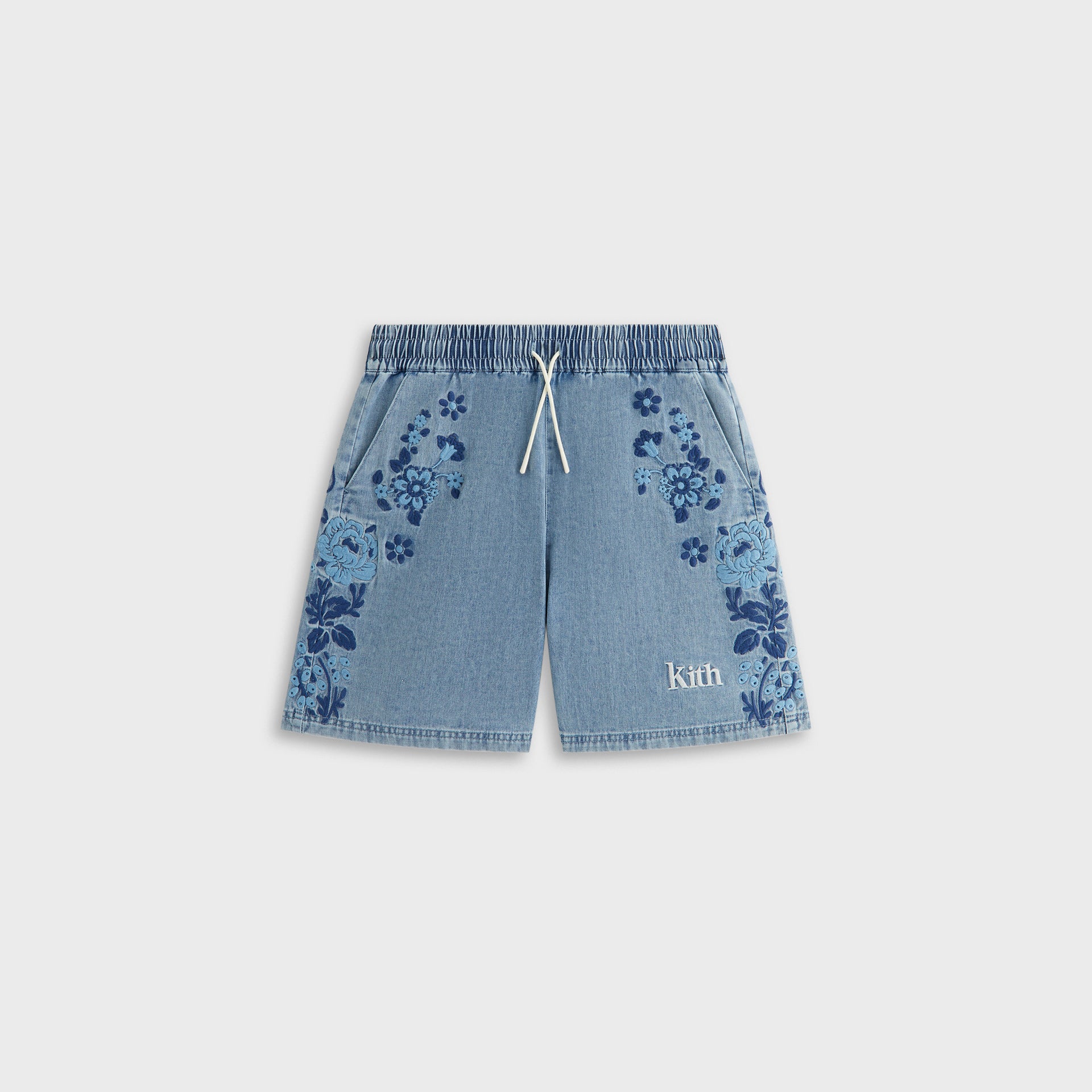 Kith Kids Floral Paisley Chambray Apollo Short in Kent Light Wash