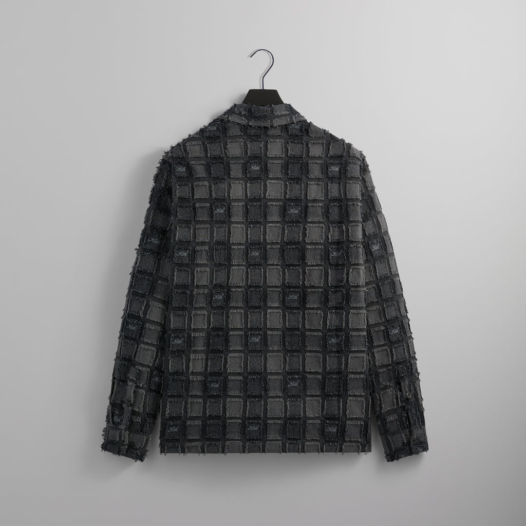 Kith Fils Coupe Check Long Sleeves Boxy Collared Overshirt - Black