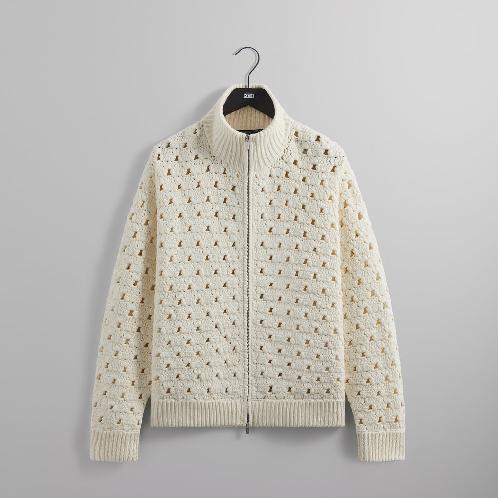 Kith Highland Crochet Knit Wyona Full Zip Sandrift